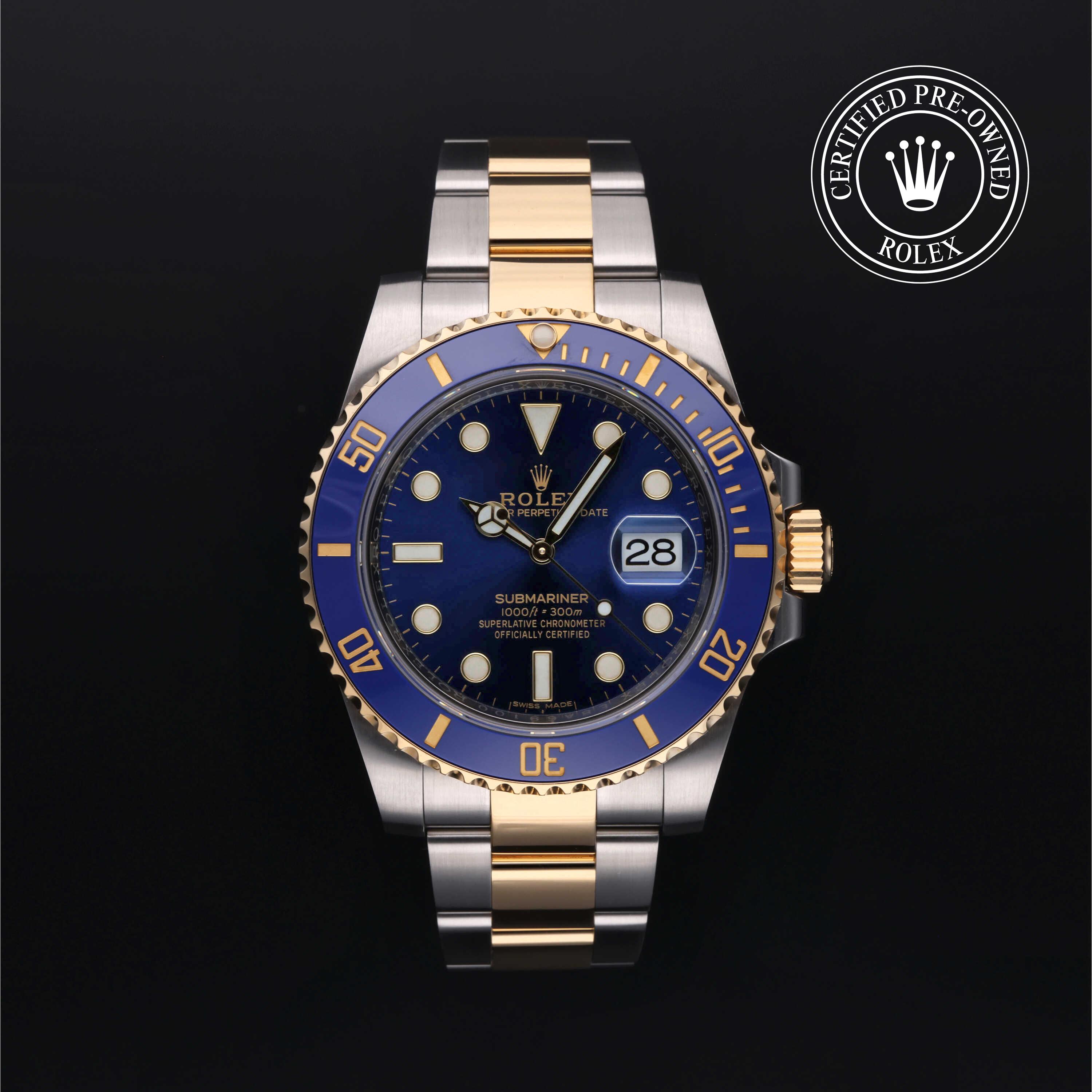 Rolex PreOwned Rolex Certified PreOwned Submariner Date Blue Dial Watch 40mm  M116613LB0005
