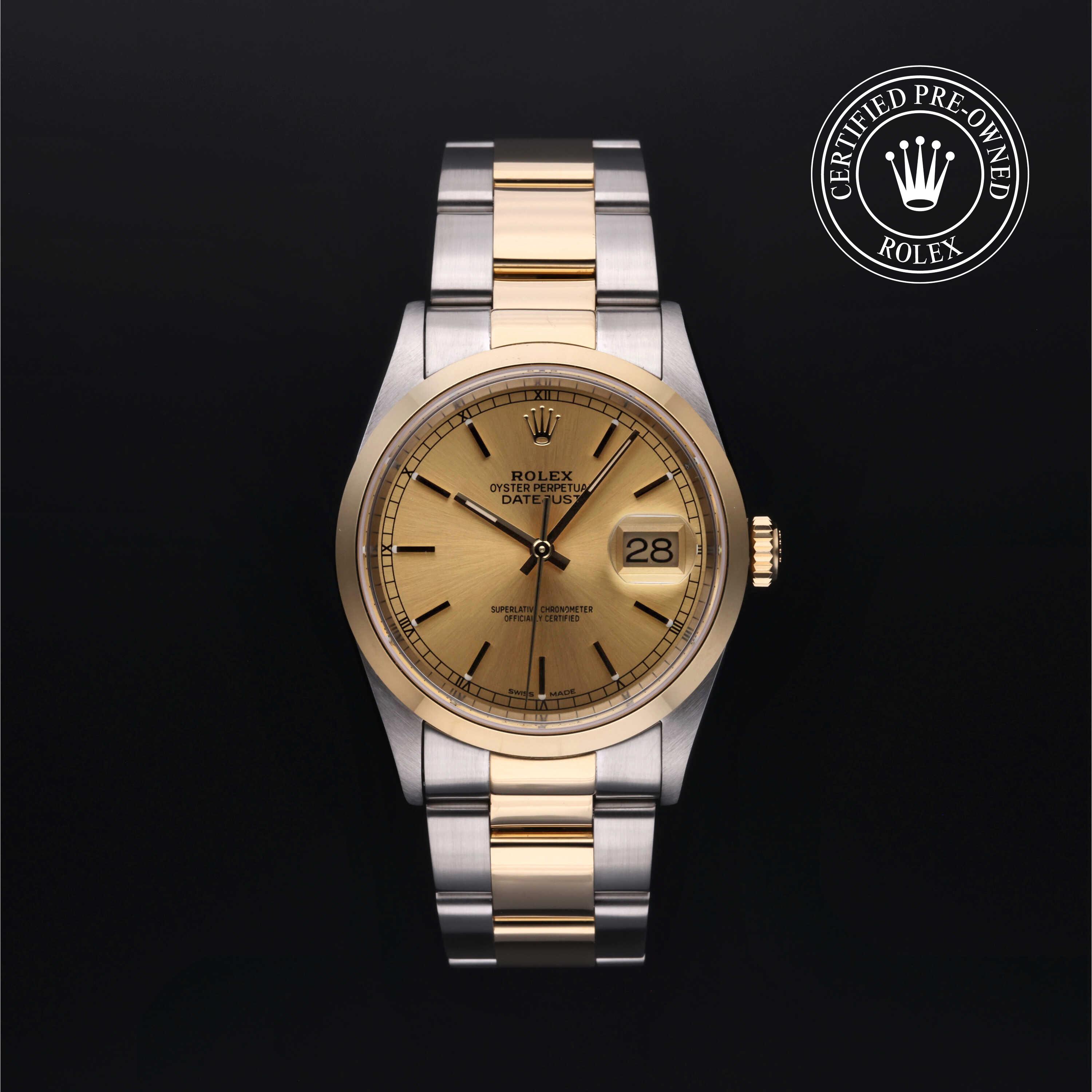 Rolex PreOwned Rolex Certified PreOwned Oyster Perpetual Datejust 36 Champagne Dial Watch 36mm M162030006 Rolex PreOwned Rolex Certified PreOwned Oyster Perpetual Datejust 36 Champagne Dial Watch 36mm M162030006