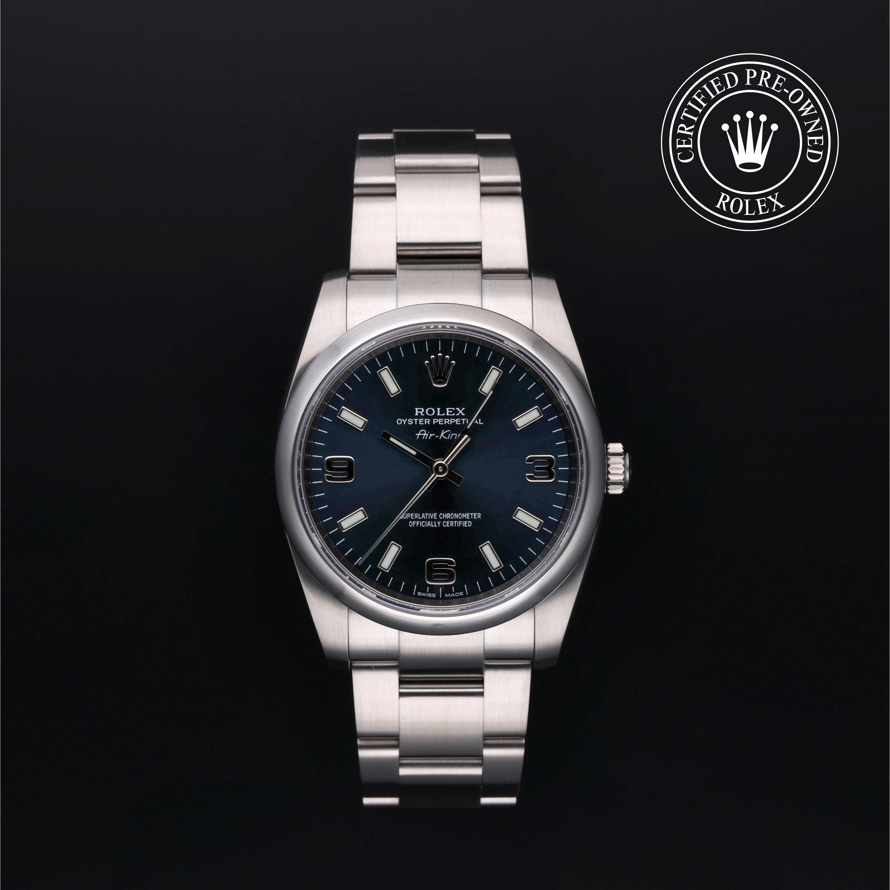 Rolex Certified Pre-Owned Oyster Perpetual 34 Blue Dial Watch 34mm - M114200-0001 - Image 1