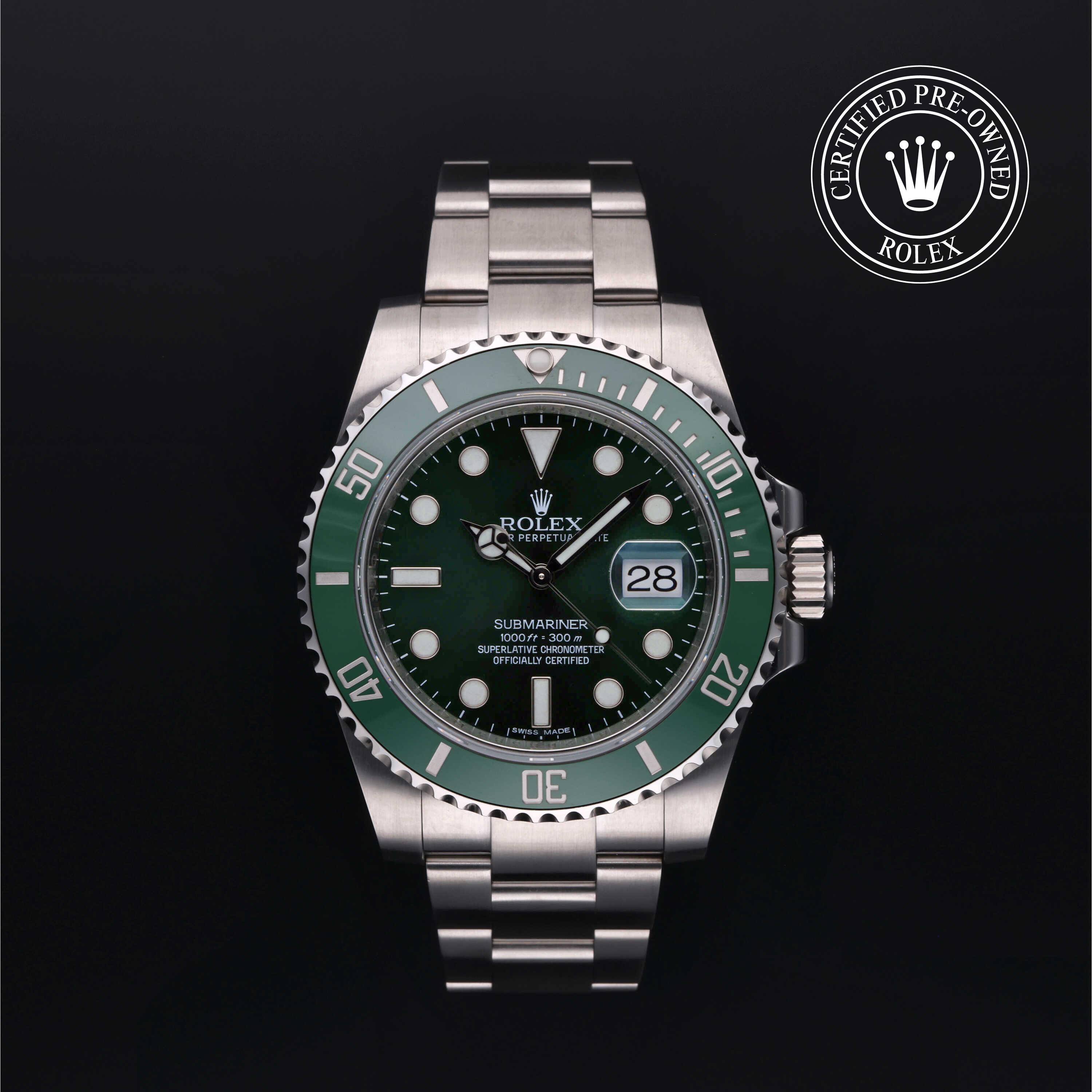 Rolex PreOwned Rolex Certified PreOwned Submariner Date Green Dial Watch 40mm  M116610LV0002802D8383