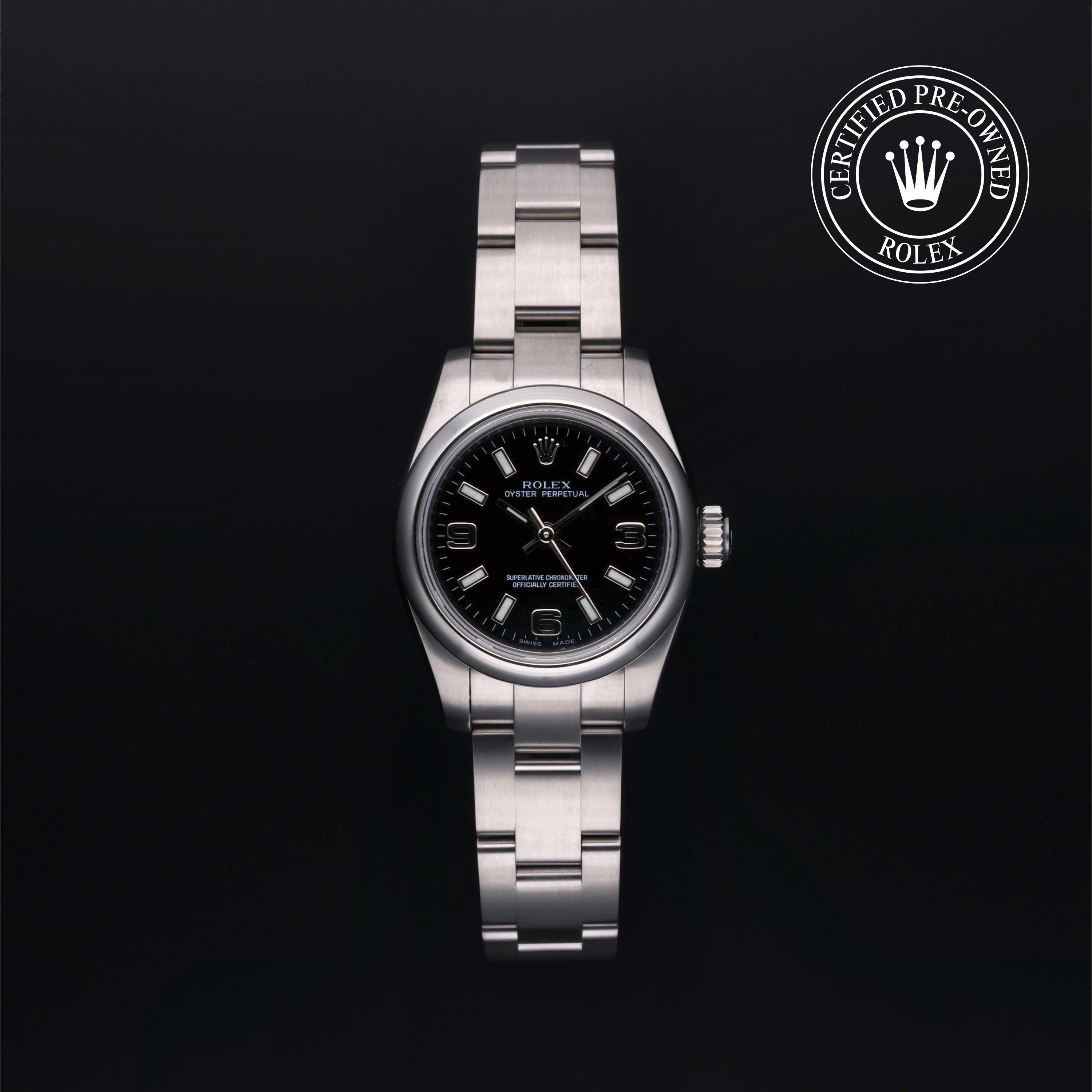 Rolex Certified Pre-Owned Oyster Perpetual 26 Black Dial Watch 26mm - M176200-0012 - Image 1