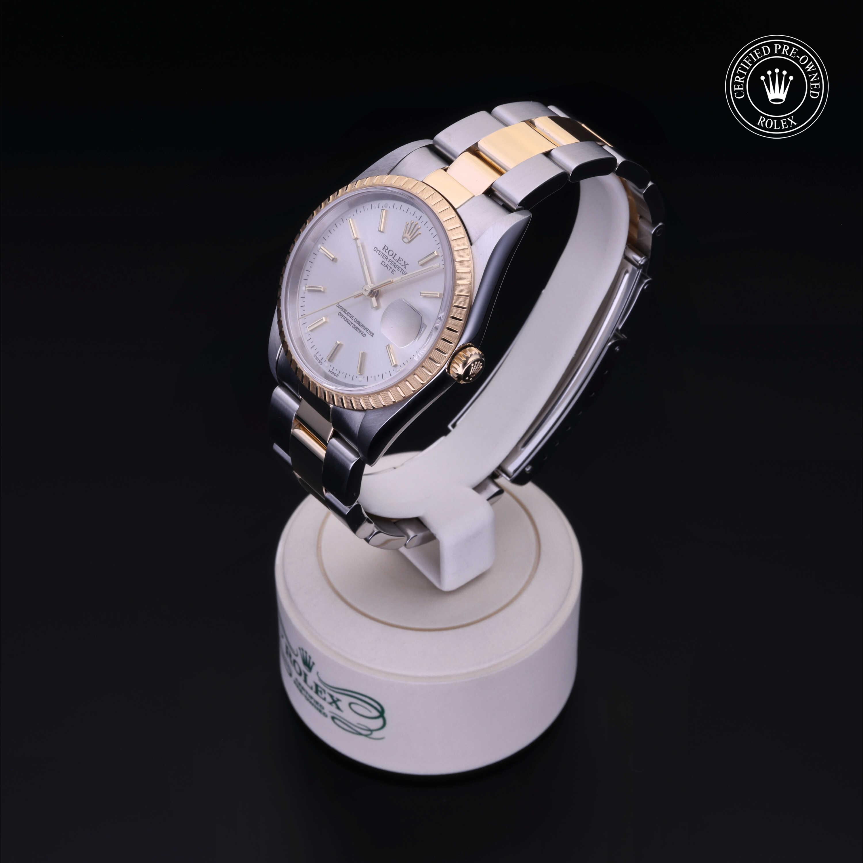 Rolex Certified Pre-Owned Oyster Perpetual Date 34 Silver Dial Watch 34mm - M15223-0015 - Image 3