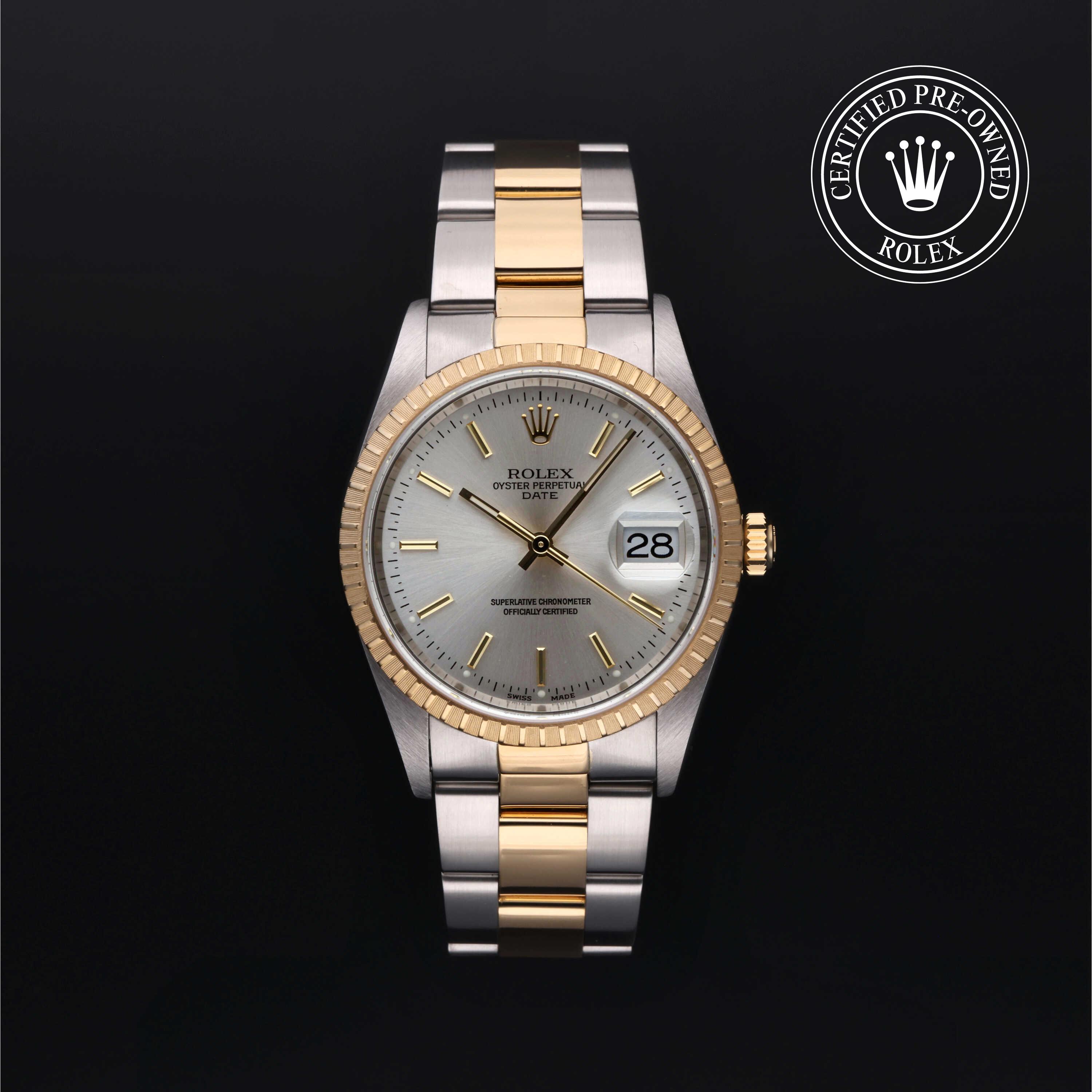 Rolex Certified Pre-Owned Oyster Perpetual Date 34 Silver Dial Watch 34mm - M15223-0015 - Image 1