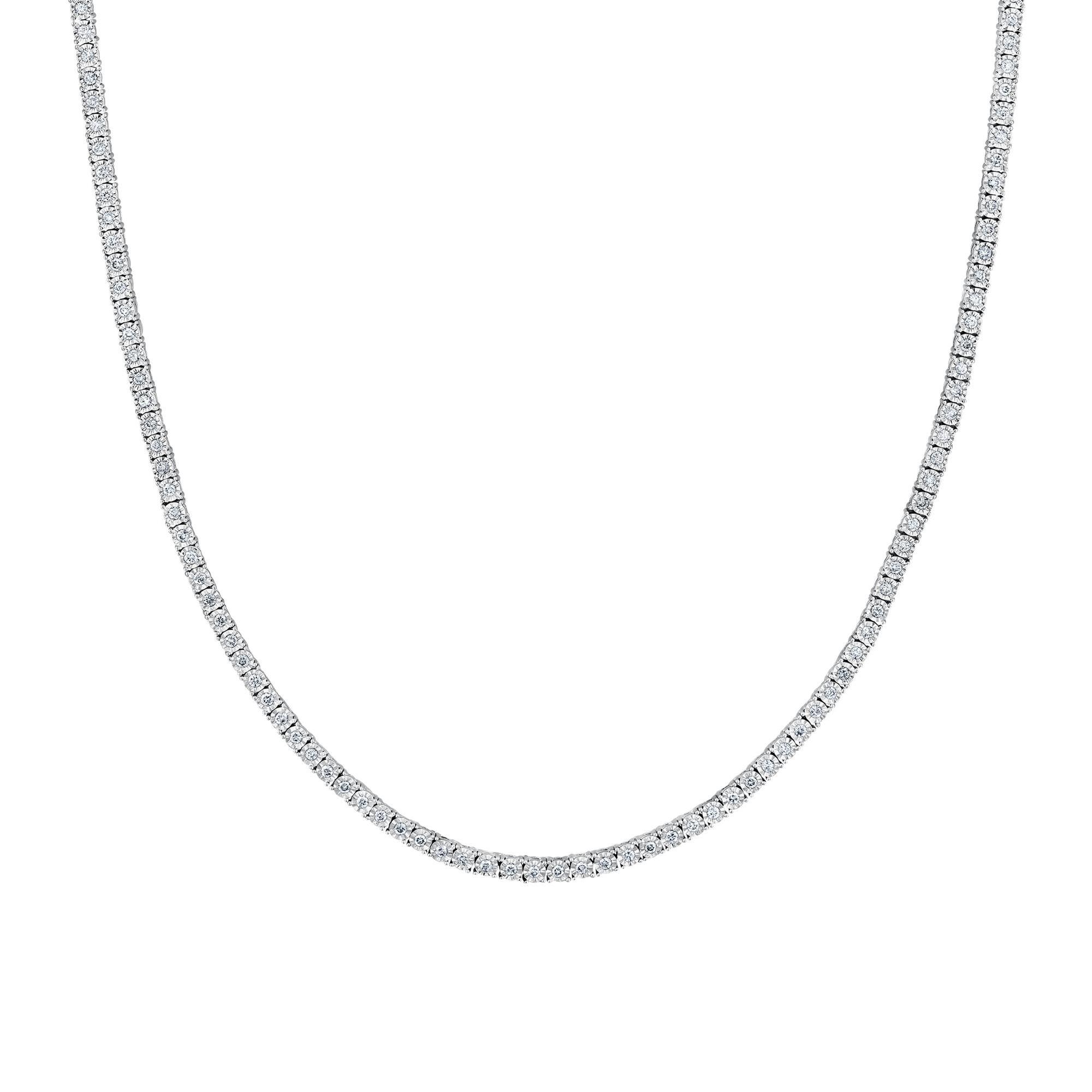 2 7/8ctw Round Diamond White Gold Tennis Necklace | 20 Inches