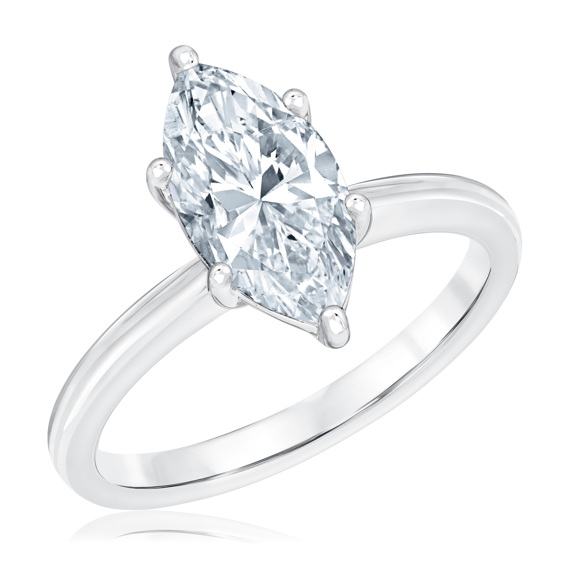 2ct Marquise Lab Grown Diamond White Gold Solitaire Engagement Ring