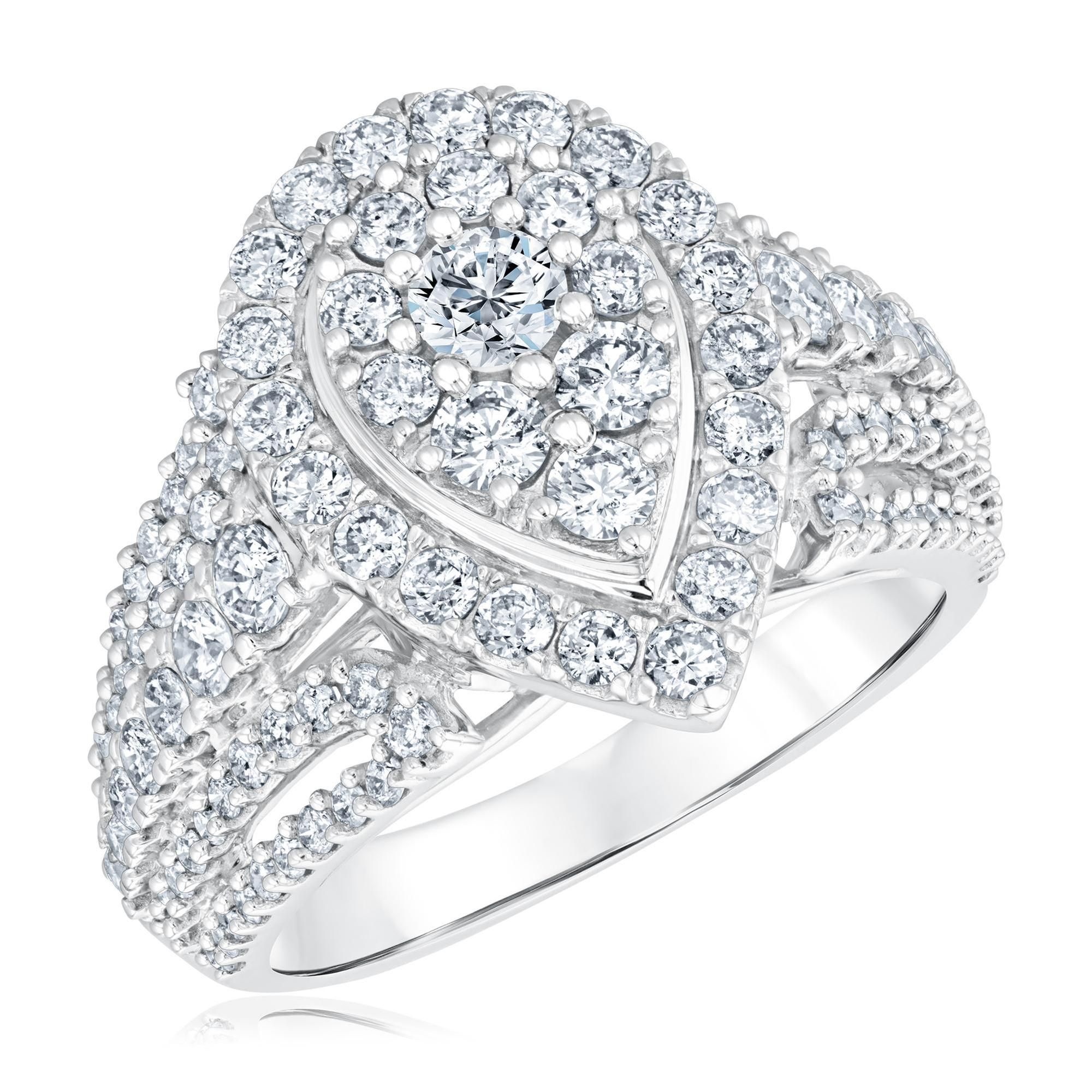 2ctw Pear Diamond Cluster White Gold Engagement Ring | Harmony Co