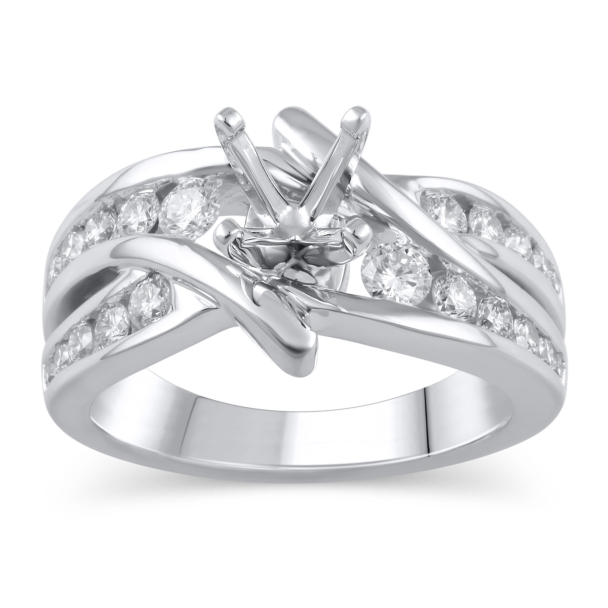 3/4ctw Diamond Bypass White Gold Engagement Ring Setting | Design
