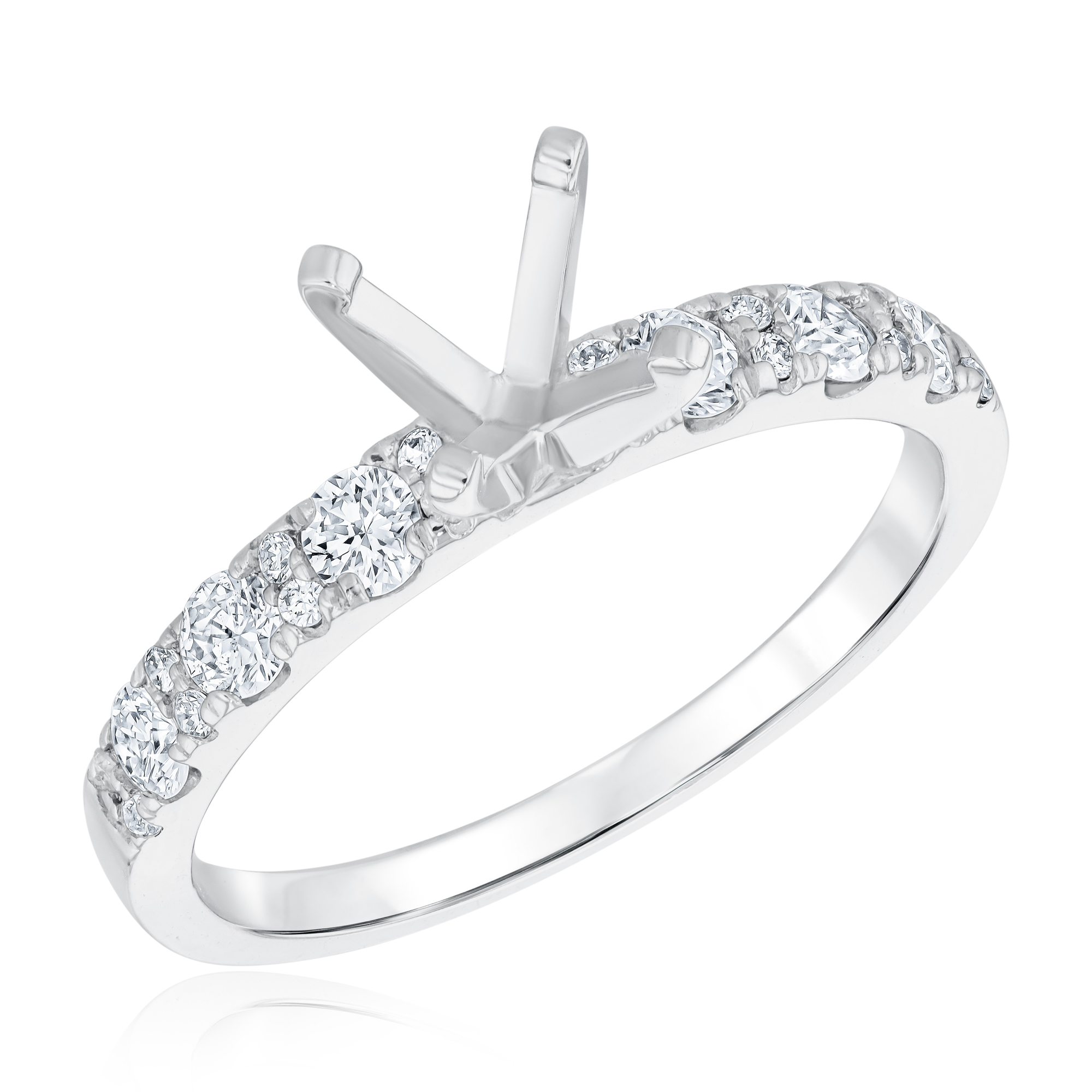 3/8ctw Diamond White Gold Engagement Ring Setting | Size 7.5
