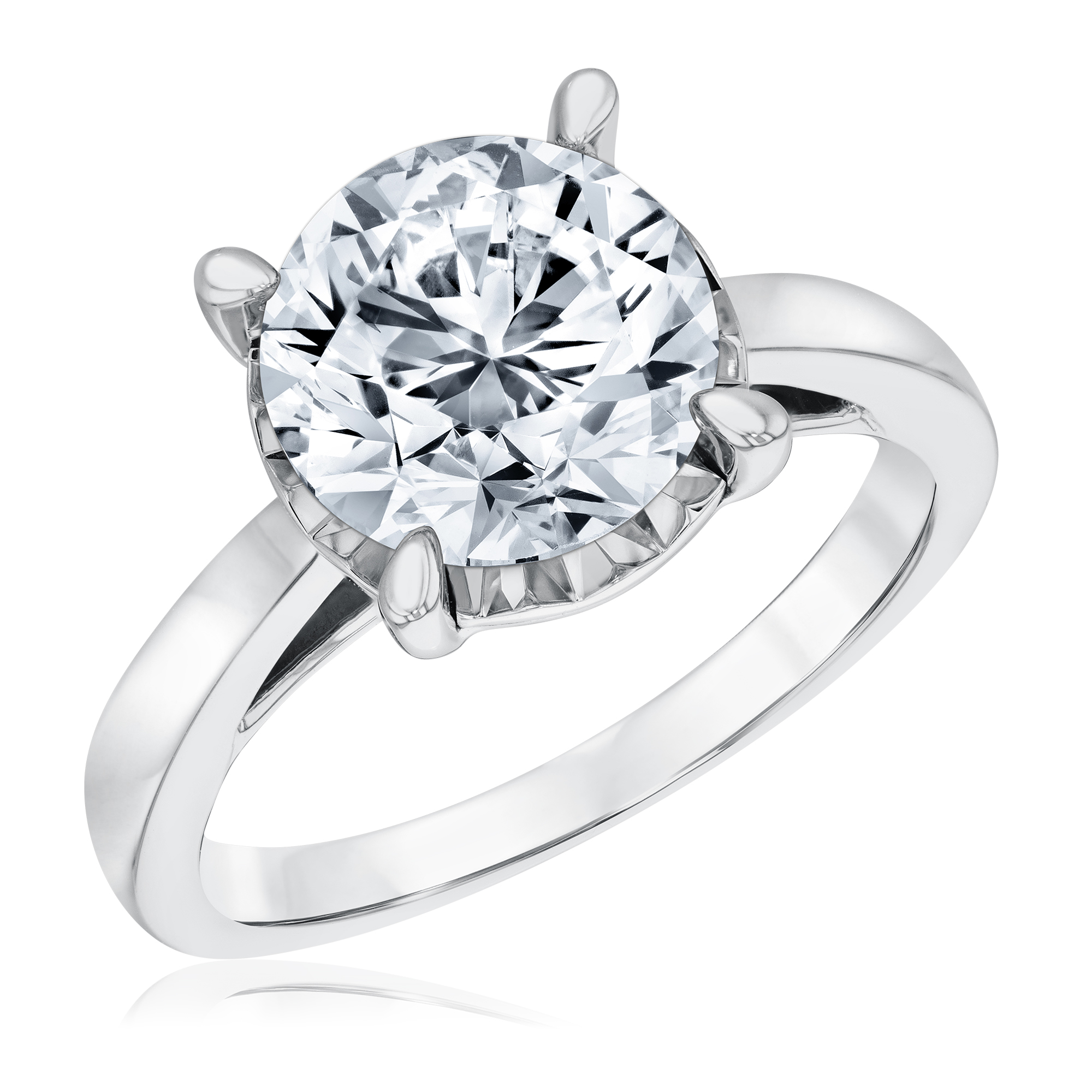 3ct Round Lab Grown Diamond White Gold Solitaire Engagement Ring