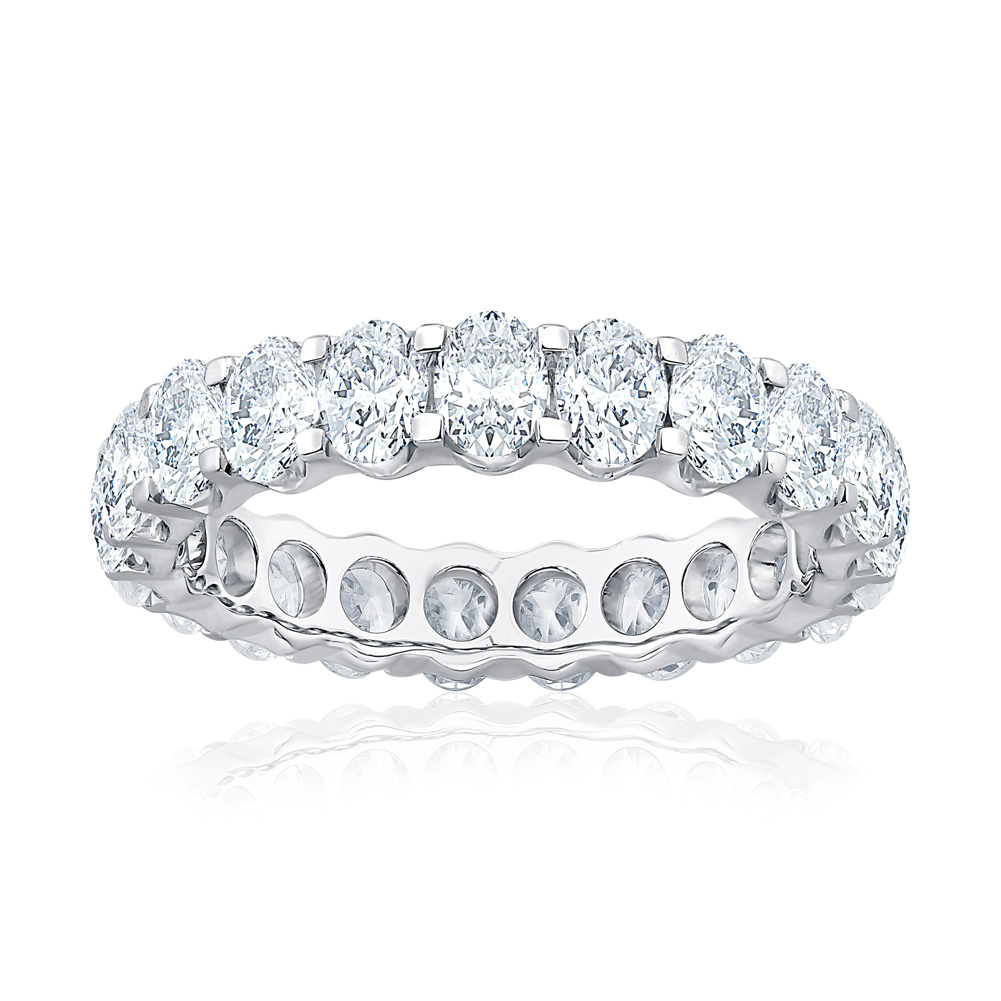 REEDS Womens 3Ctw Oval Diamond White Gold Eternity Wedding Band - Size 7 7600$