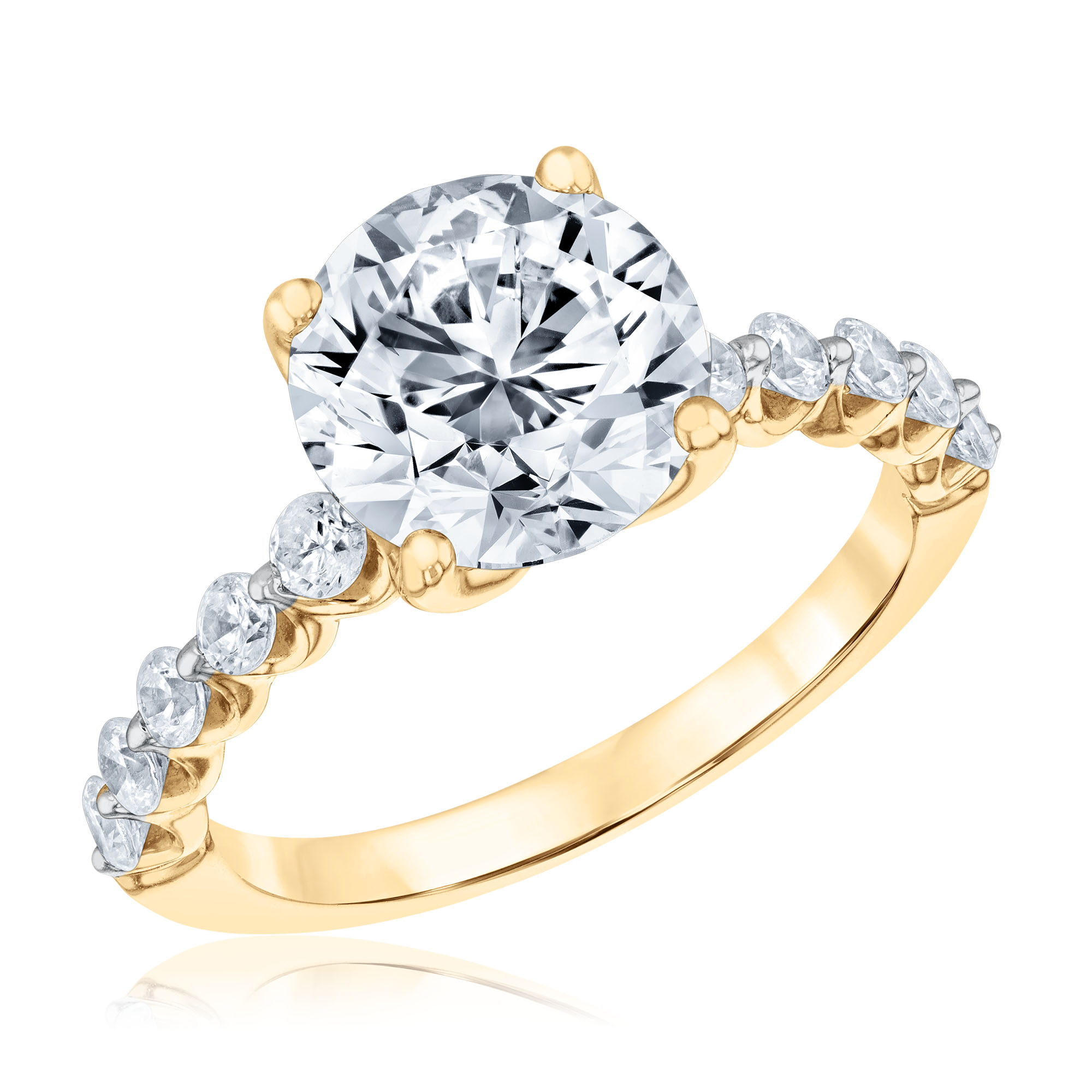 REEDS Women's 4 1/6Ctw Econic Star Round Lab Grown Diamond Yellow Gold Engagement Ring  Ring Size: 6