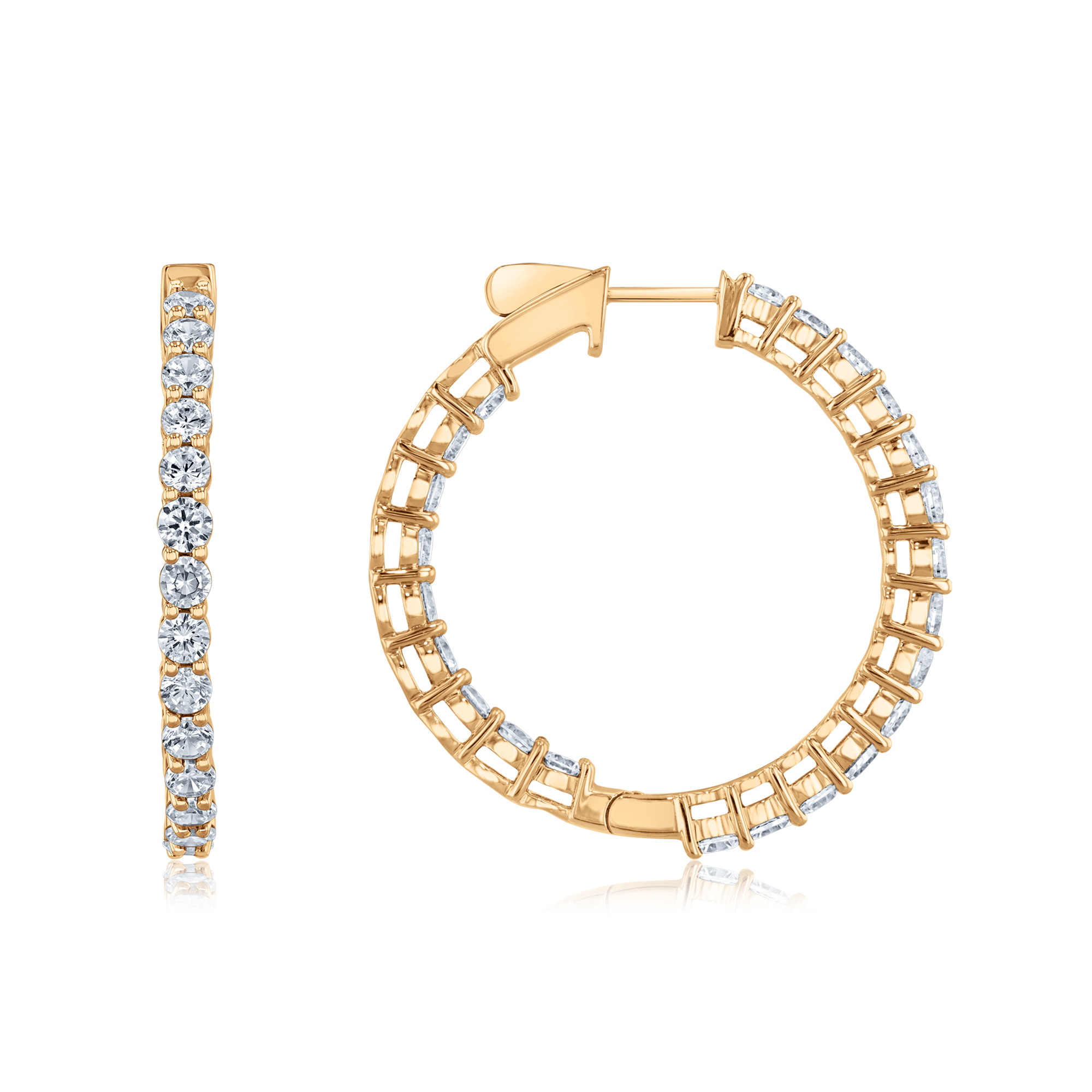 REEDS 4ctw Lab Grown Diamond Yellow Gold Inside Out Hoop Earrings 2448$