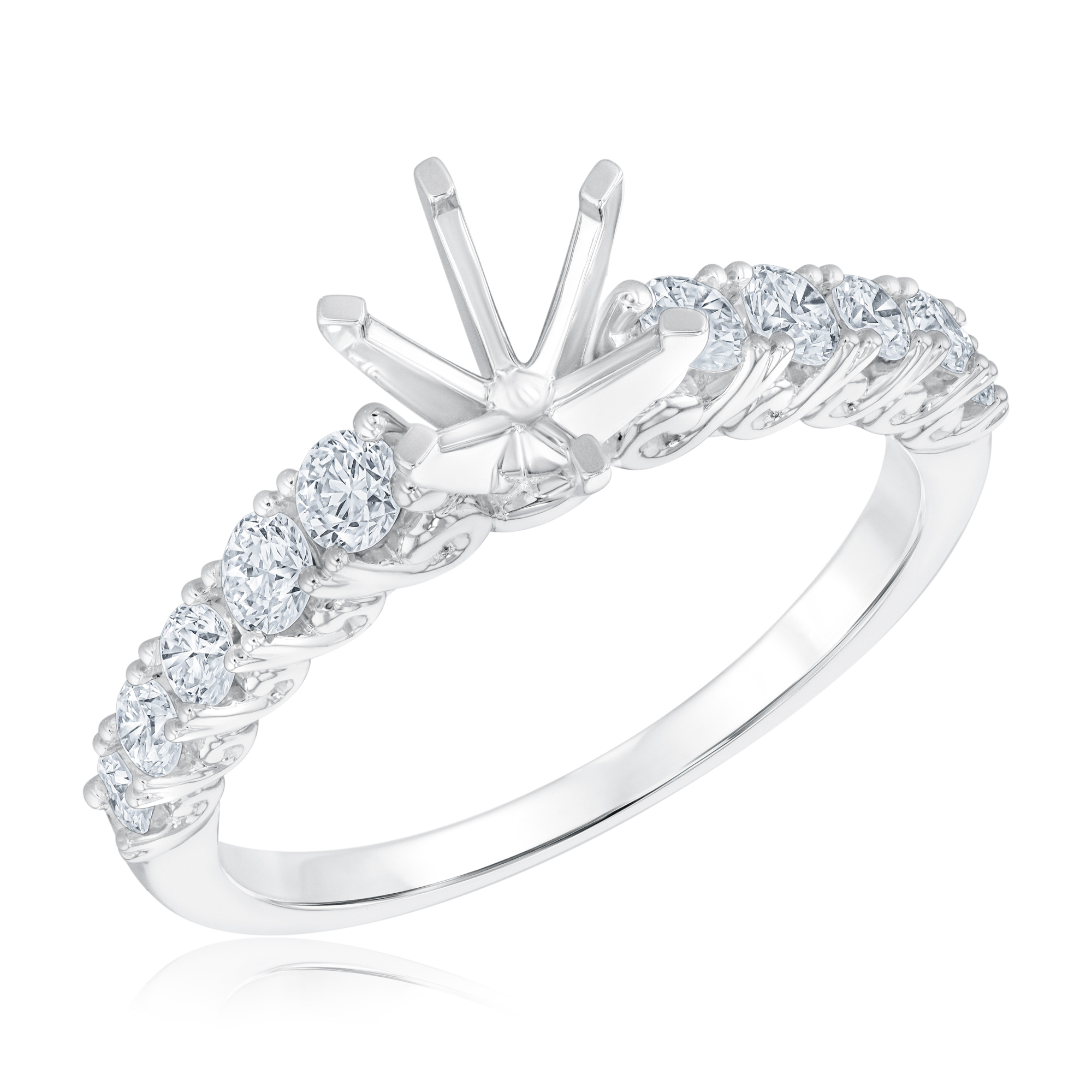 5/8ctw Diamond Scalloped White Gold Engagement Ring Setting | Des
