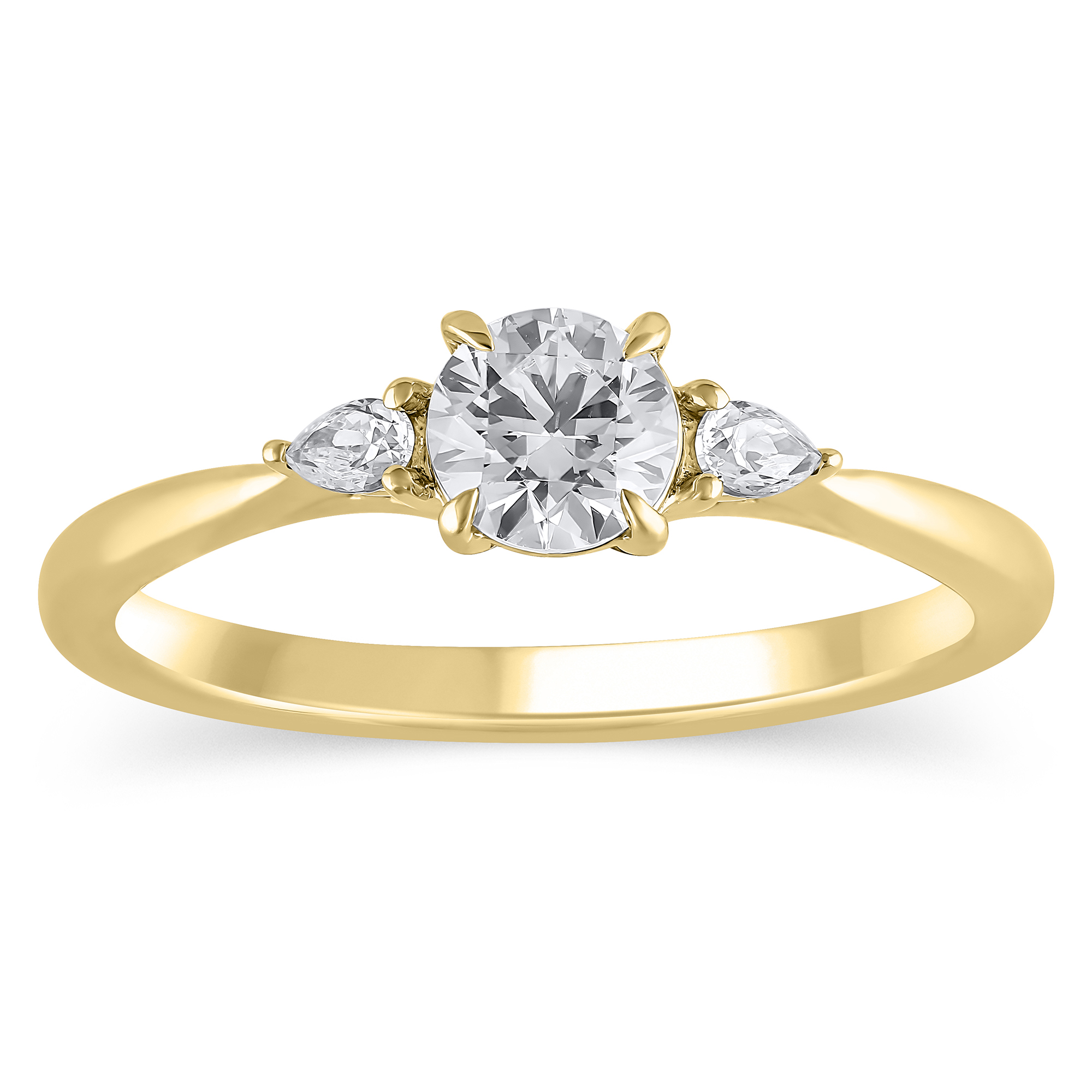 5/8ctw Round and Pear Diamond Yellow Gold Engagement Ring - Glow Collection