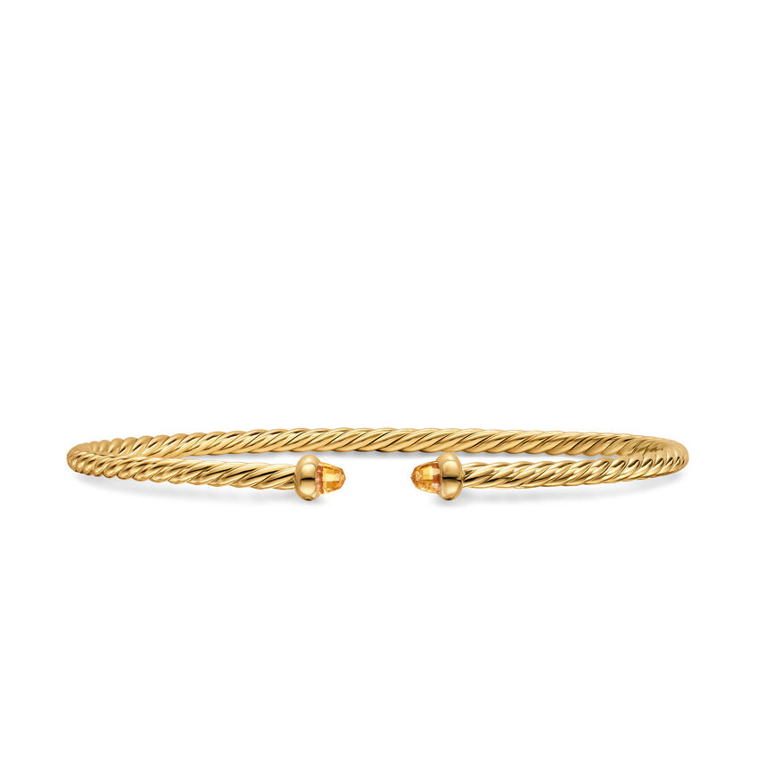 David Yurman  Micro Cablespira Flex Bracelet in 18K Yellow Gold with Citrine  2.6mm - Medium
