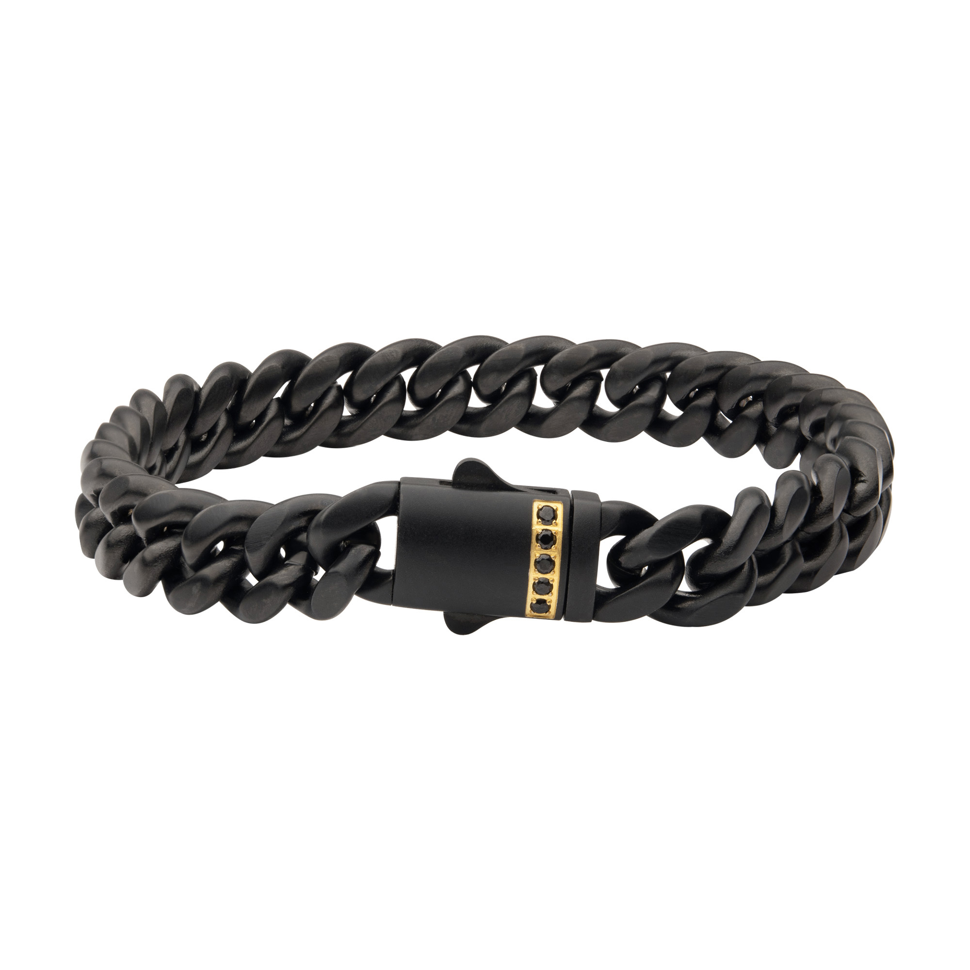 Inox Black Sapphire Black Ion-Plated Stainless Steel 10mm Miami Cuban Chain Bracelet - 8 Inches 299$