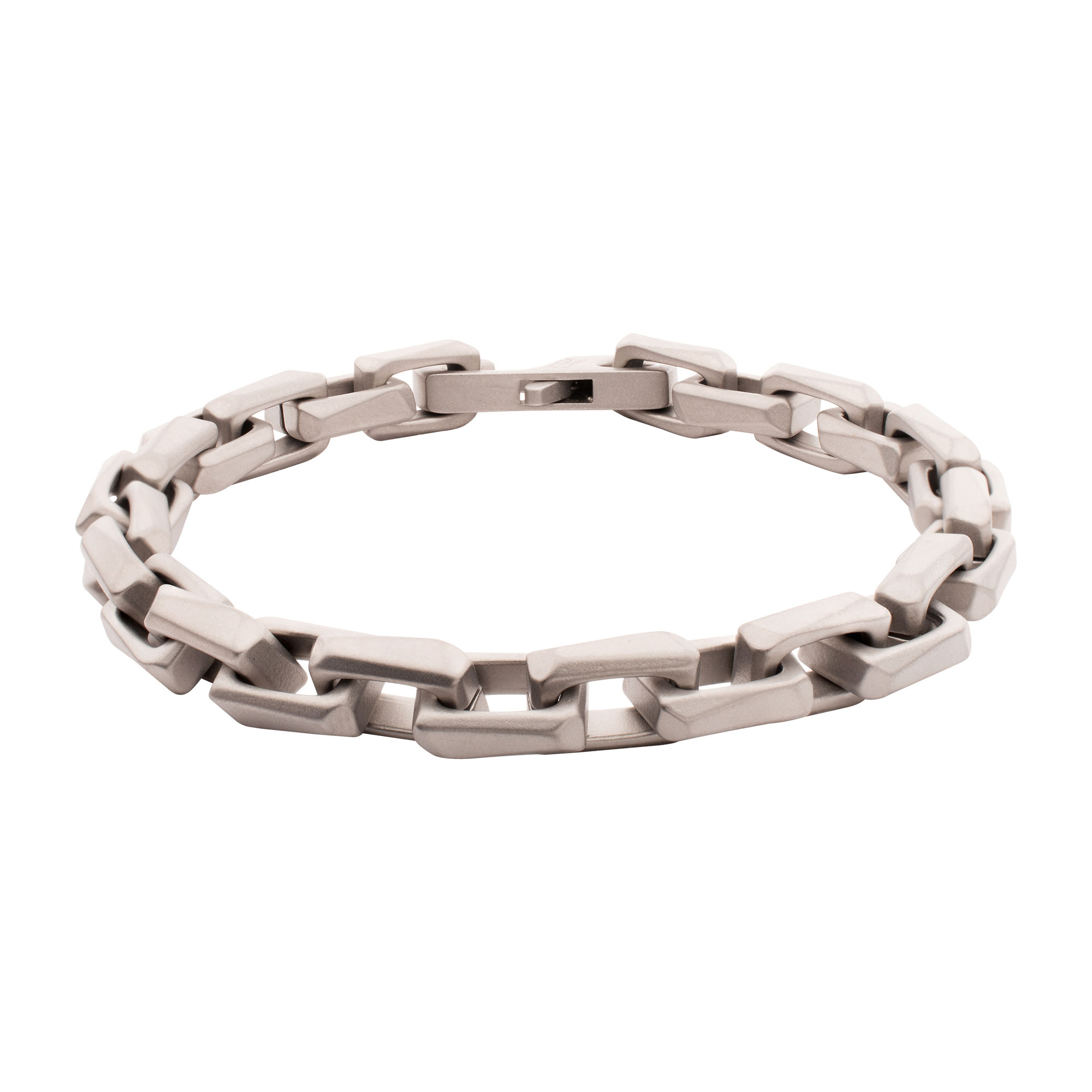 Inox Stainless Steel 75mm Faceted Interlock Link Chain Bracelet - 8 Inches 129$