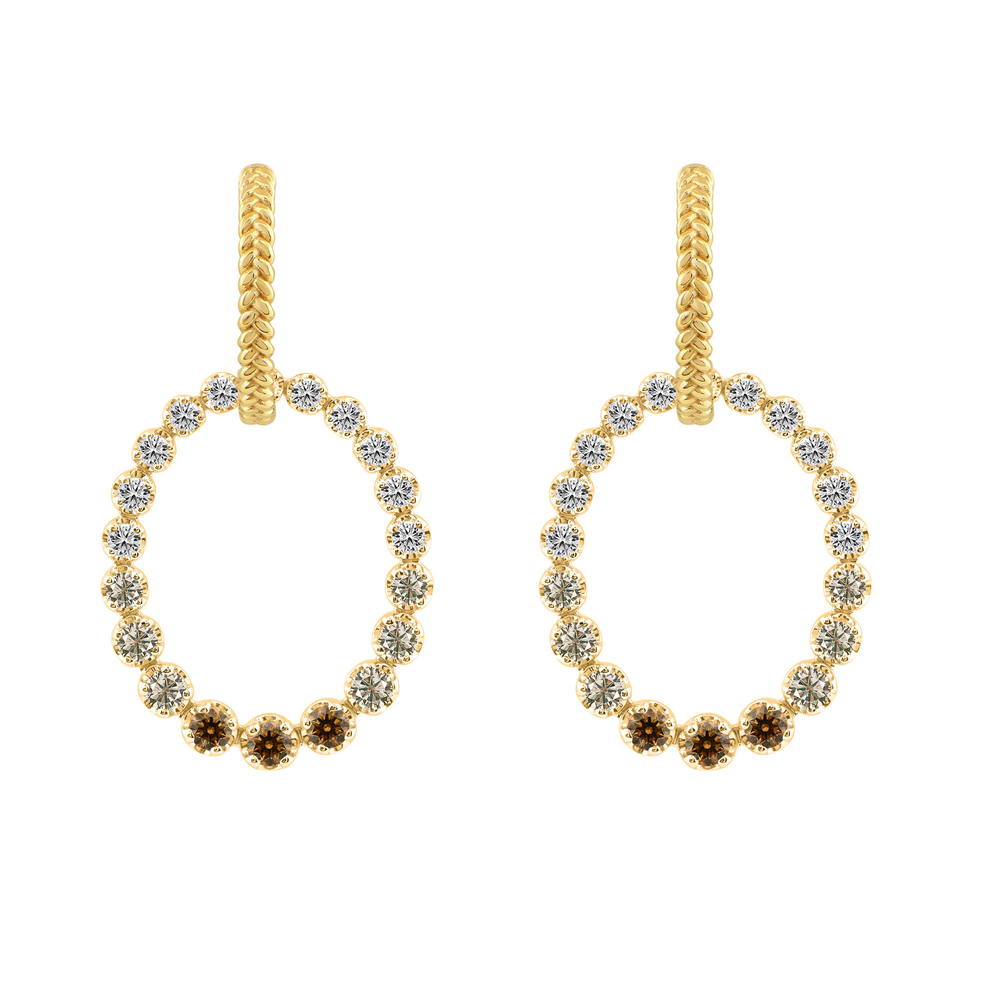 Desert Diamonds  2ctw 10k Yellow Gold Hoop Drop Earring