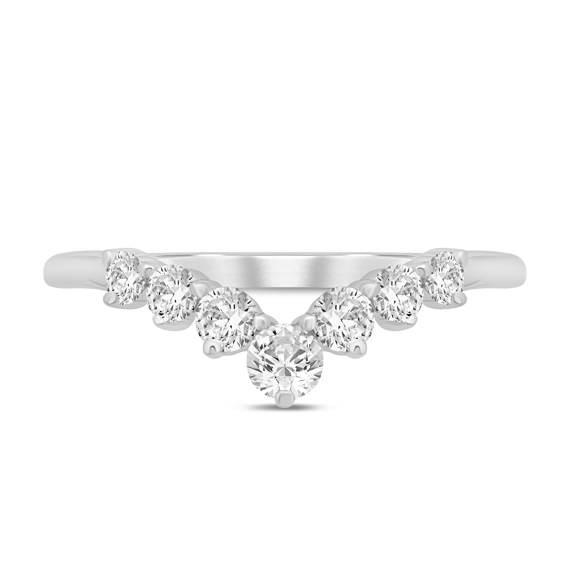 REEDS Womens 12Ctw Diamond 14K White Gold Chevron Wedding Band - Size 5 2000$