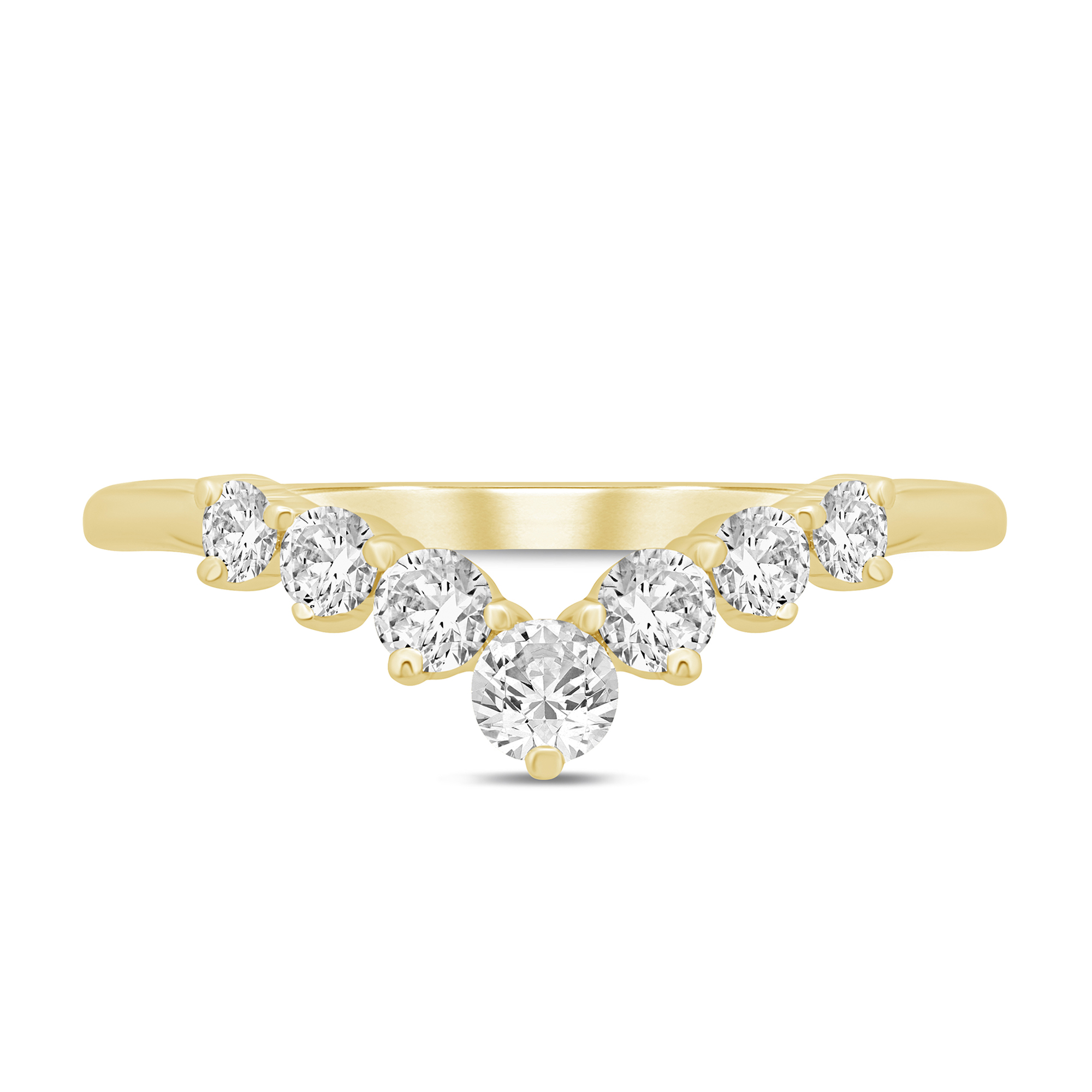 REEDS Womens 12Ctw Diamond 14K Yellow Gold Chevron Wedding Band - Size 9 2000$