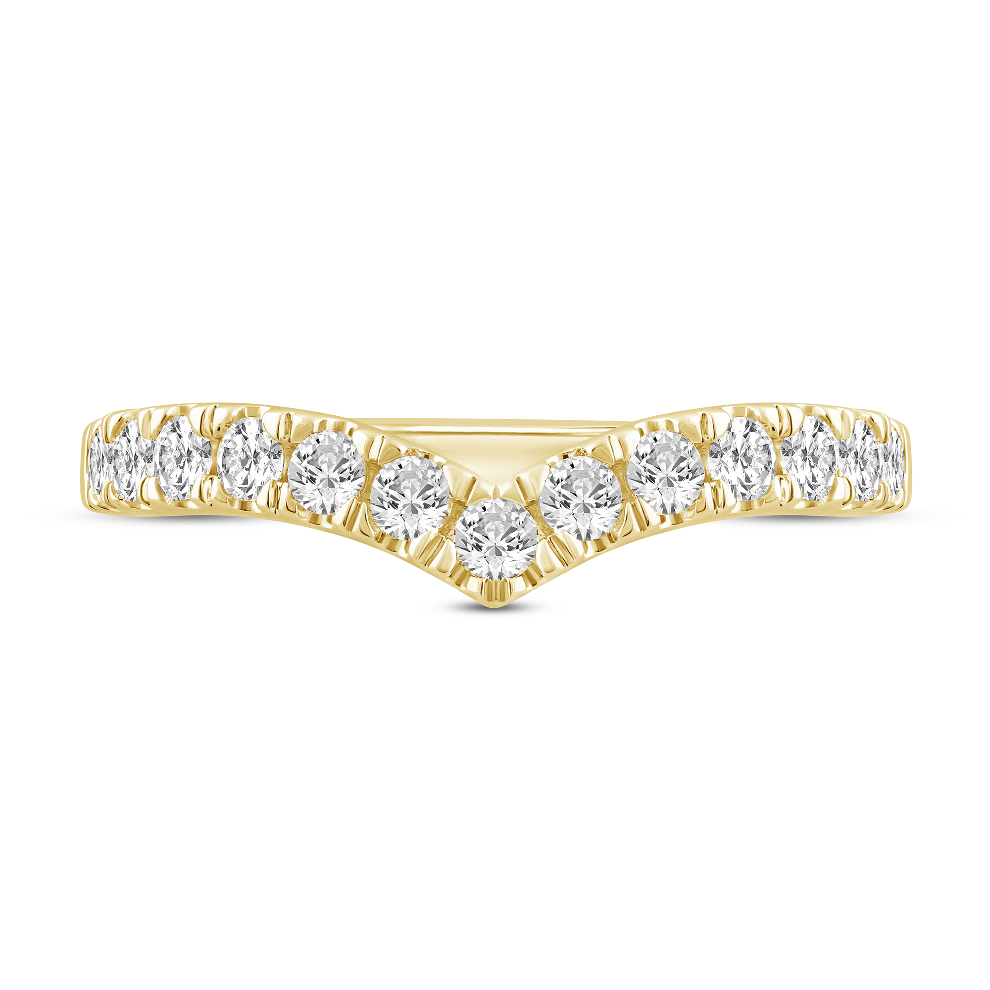 REEDS Womens 12Ctw Diamond 14K Yellow Gold Chevron Wedding Band - Size 9 2000$