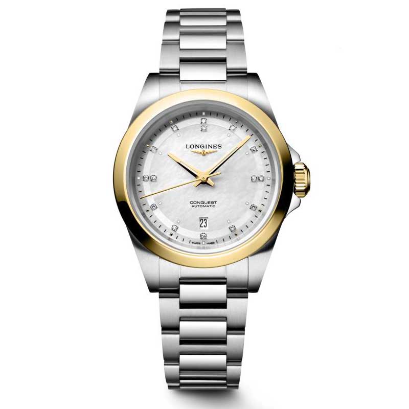 Longines  Conquest Automatic Diamond MotherofPearl Dial Stainless Steel Watch 30mm  L33205806
