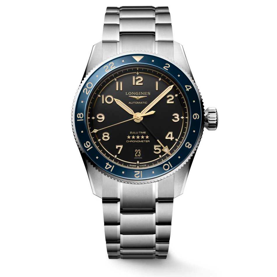 Longines  Spirit Zulu Time GMT Automatic Anthracite Dial Stainless Steel Watch 39mm  L38024606