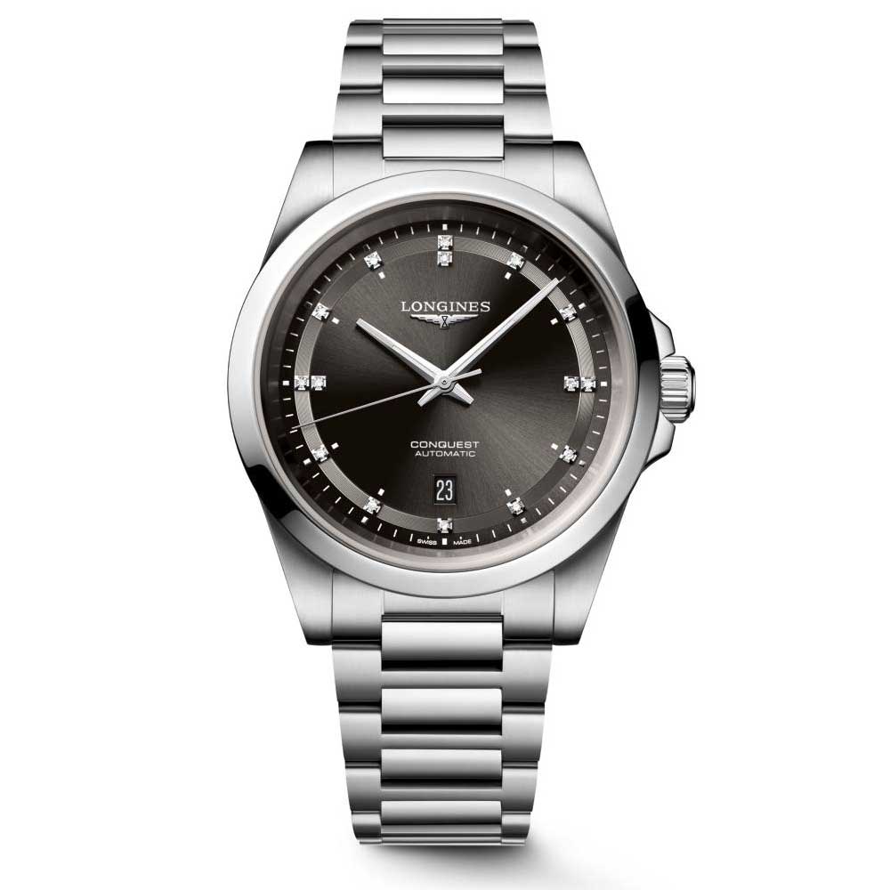 Longines  Conquest Automatic Diamond Black Dial Stainless Steel Watch 41mm  L38304576