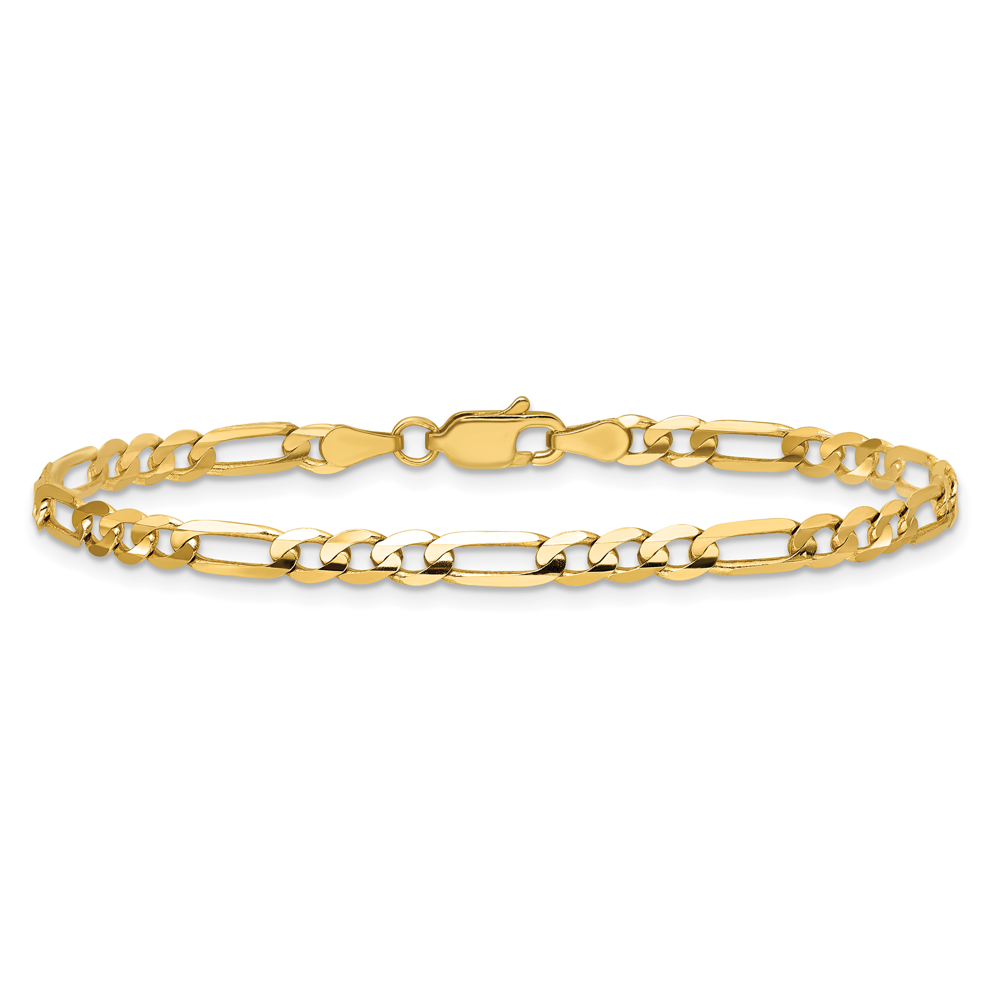 REEDS 14K Yellow Gold 4mm Concave Open Figaro Chain Bracelet - 9 Inches 1200$
