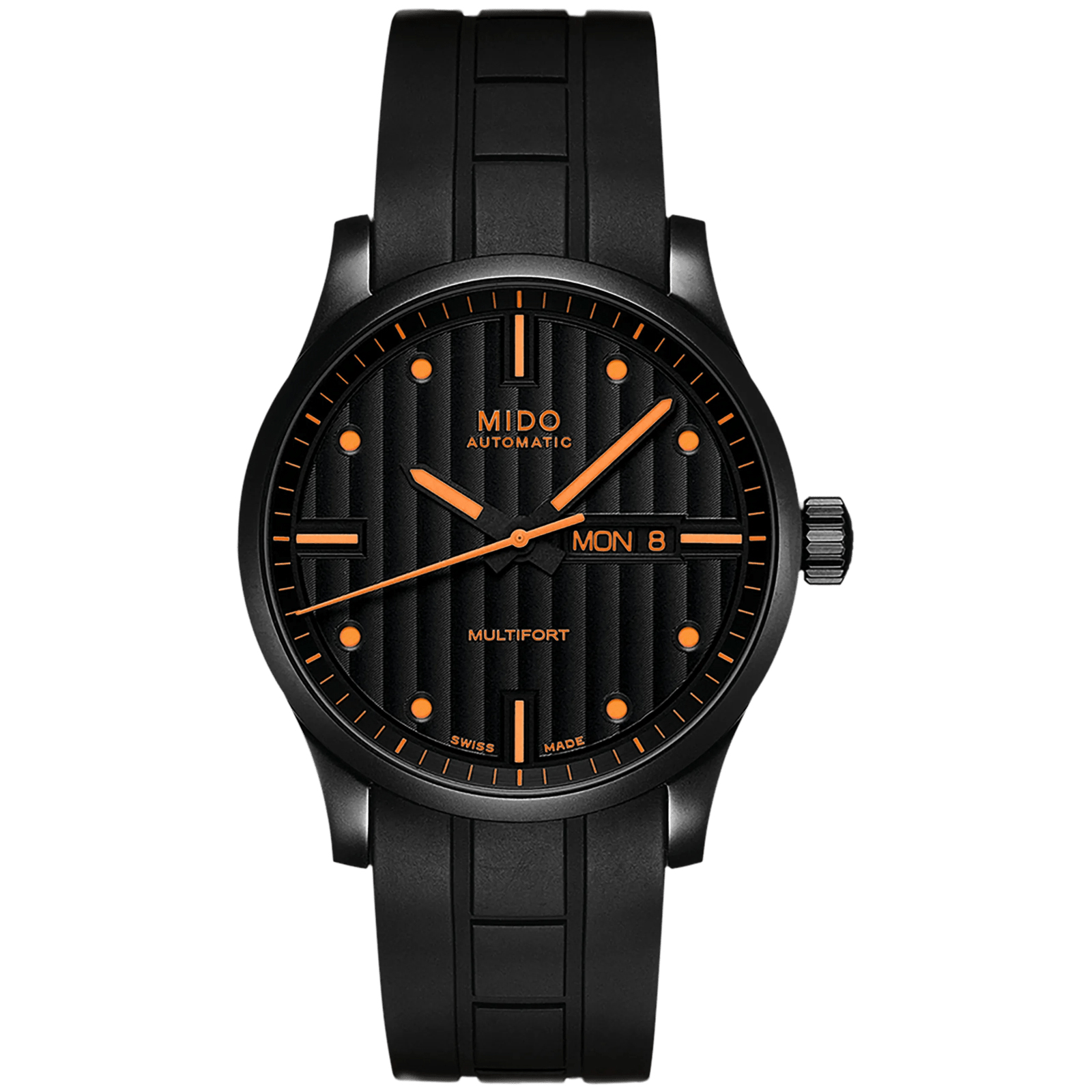 Mido  Multifort Gent Black Dial Black Rubber Strap Watch 42mm  M0054303705180