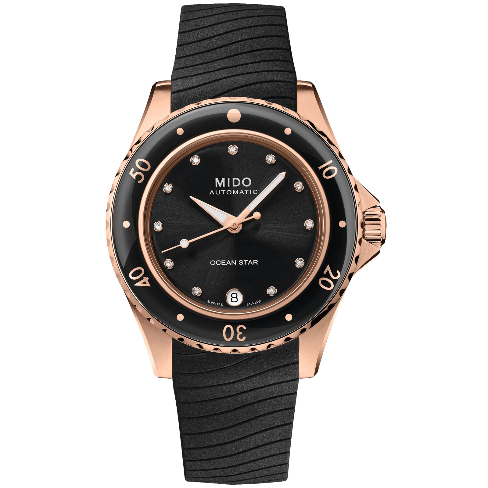 Mido  Ocean Star 365 Black Diamond Dial Black Rubber Strap Watch 365mm  M0262073705600