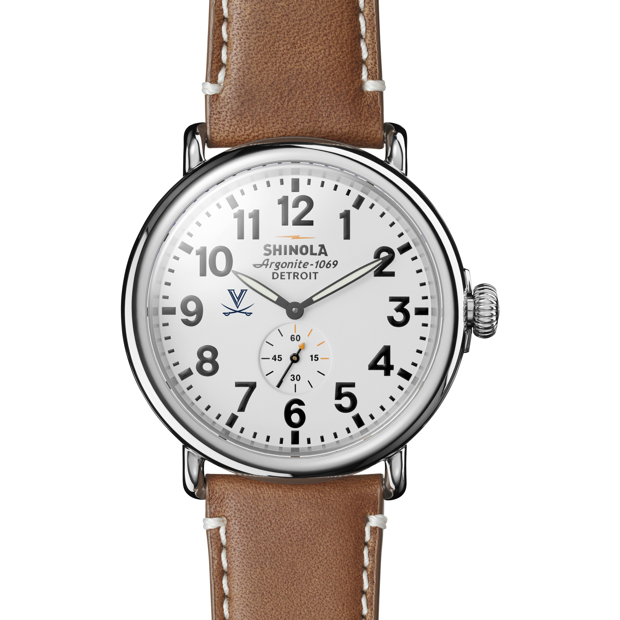 REEDS Uva Shinola The Runwell White Dial Tan Leather Strap Watch 47mm By M.Lahart & Co -  University Gifts by REEDS, 40218