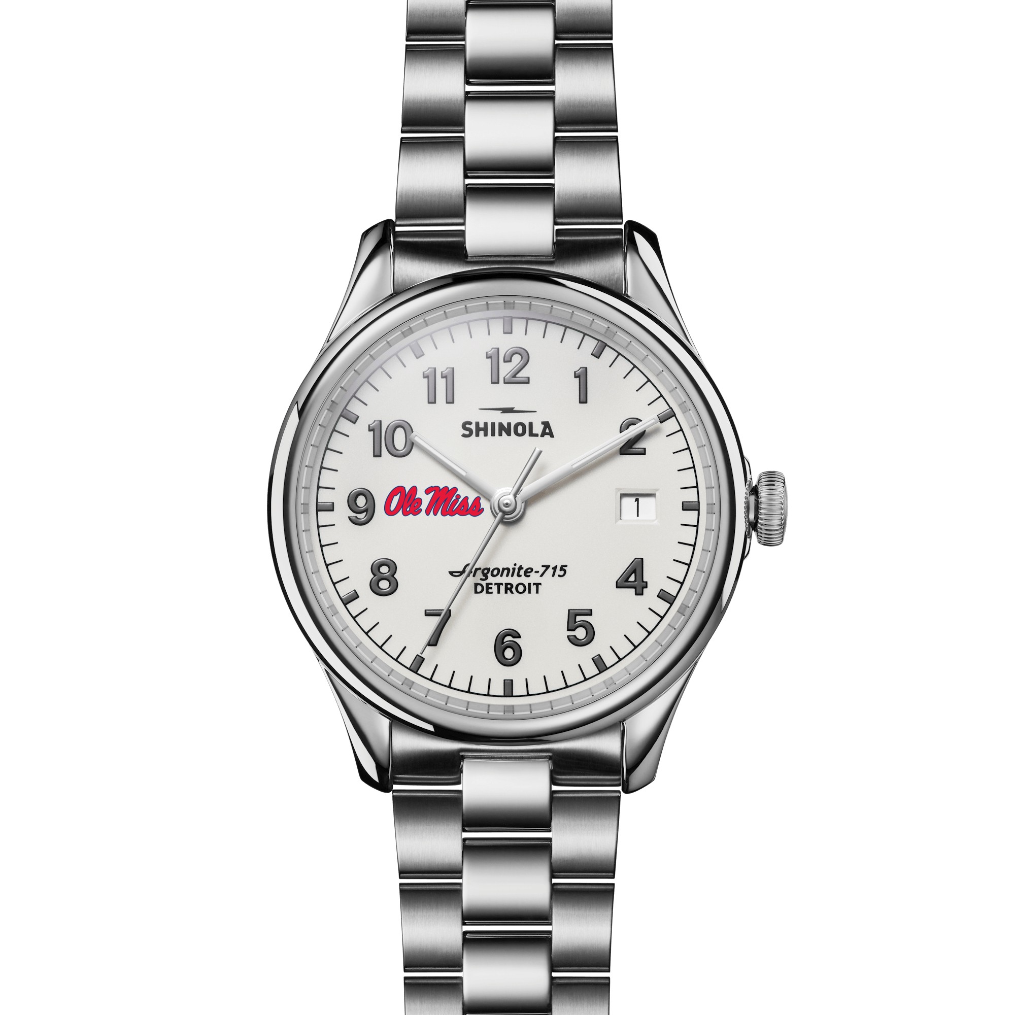 REEDS University Of Mississippi Shinola The Vinton Alabaster Dial Stainless Steel Watch 38mm By M.Lahart & Co -  University Gifts by REEDS, 96106