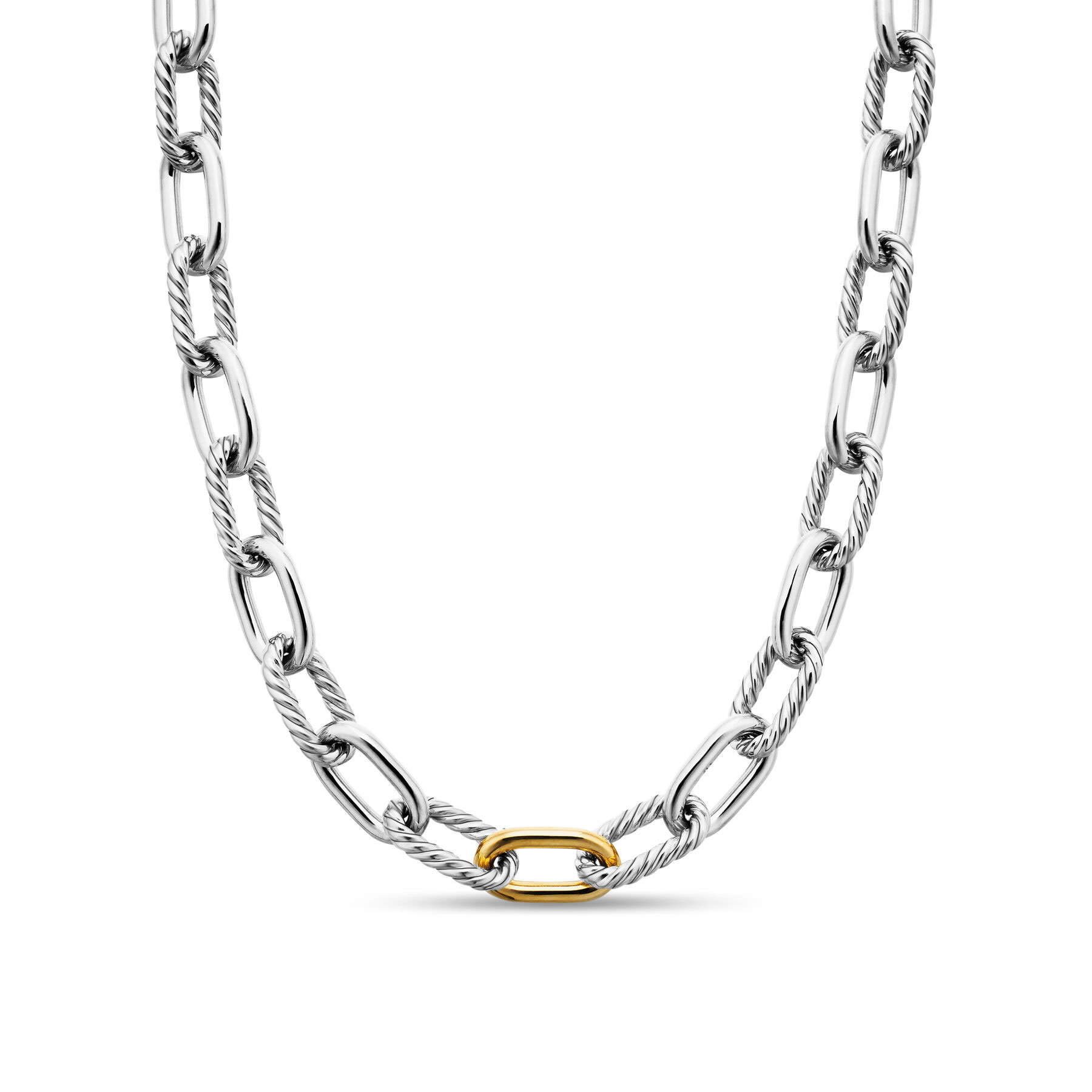 David Yurman  DY Madison Chain Necklace in Sterling Silver with 18K Yellow Gold  11mm - 16.5 Inches