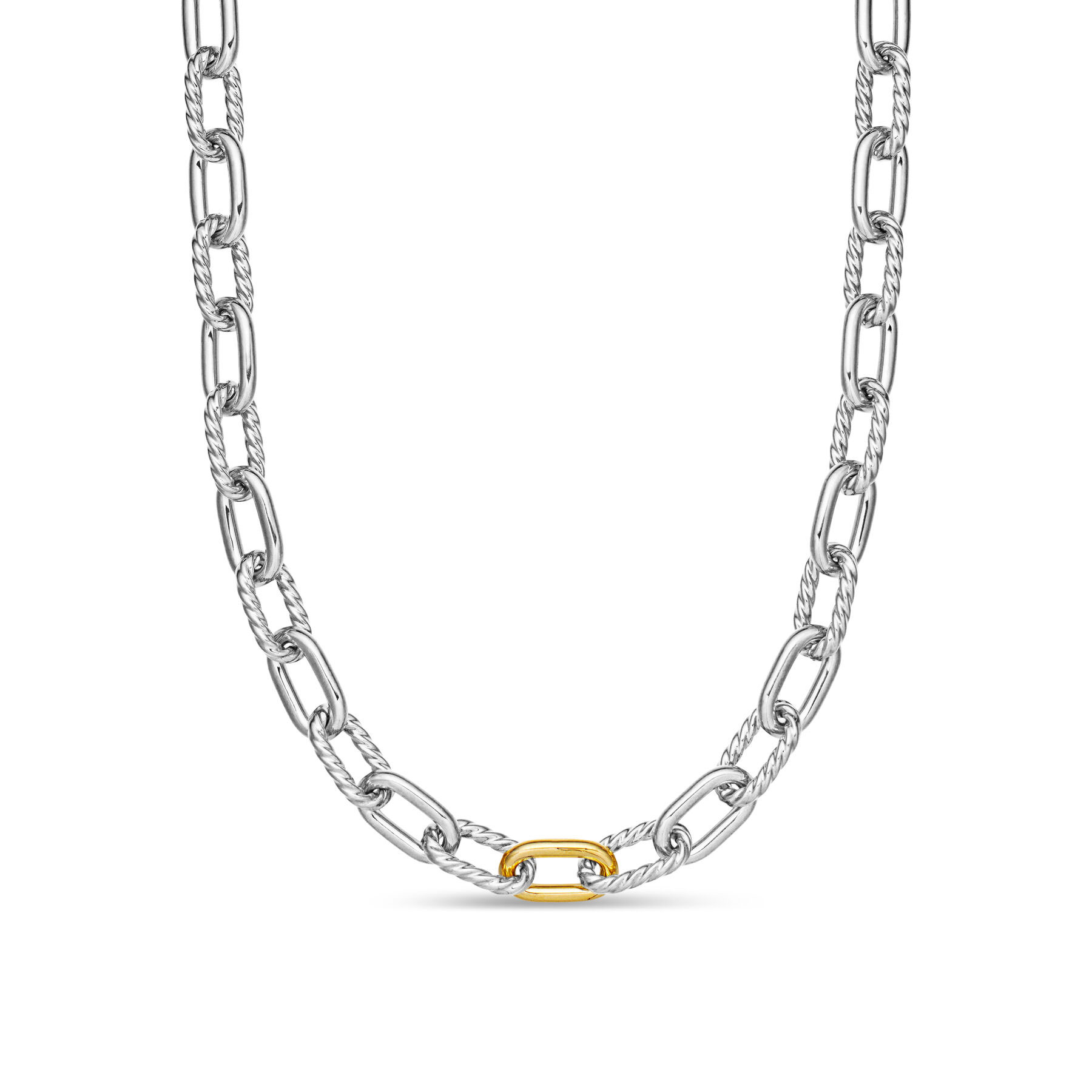 David Yurman  DY Madison Chain Necklace in Sterling Silver with 18K Yellow Gold  8.5mm - 16 Inches