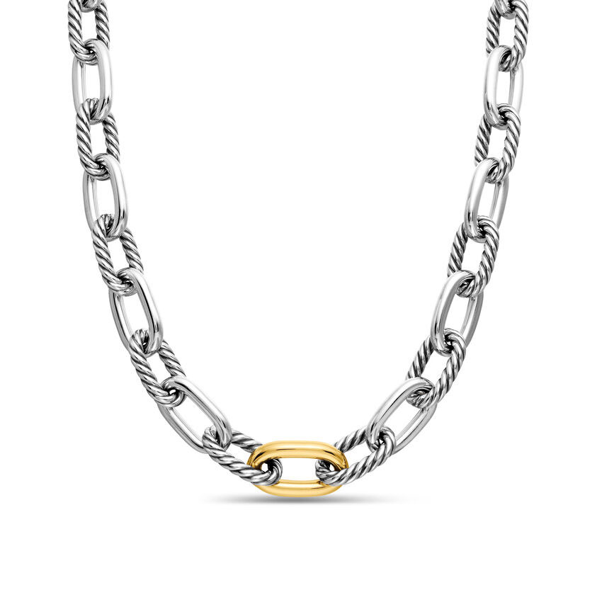 David Yurman  DY Madison Chain Necklace in Sterling Silver with 18K Yellow Gold  13.5mm - 16 Inches
