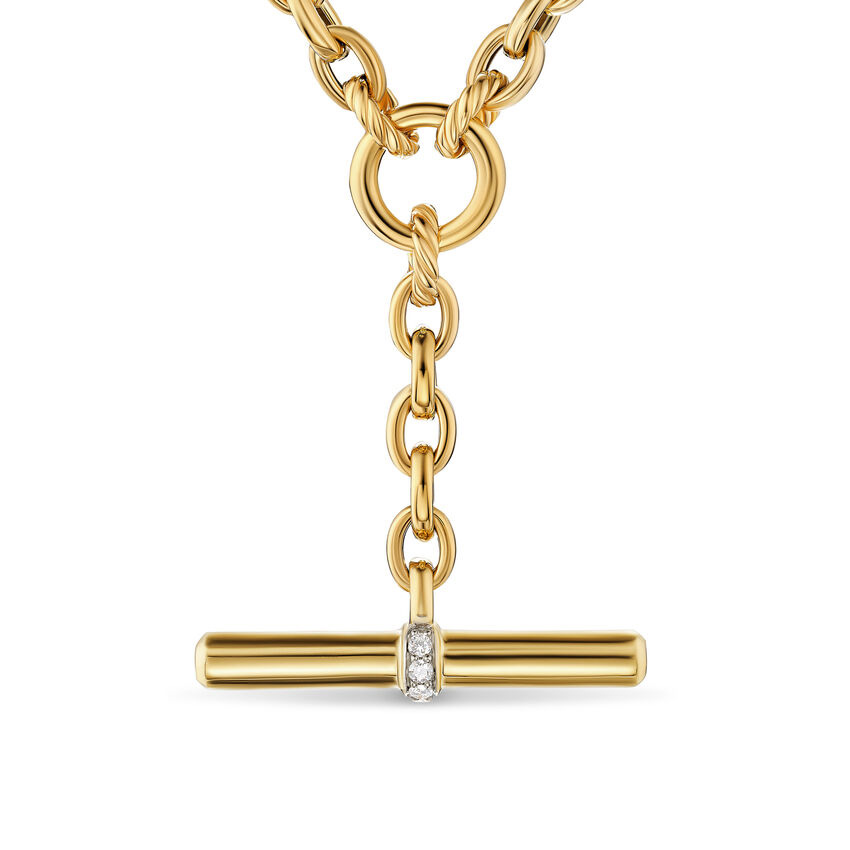 David Yurman DY Mercer Petite Toggle Chain Necklace in 18K Yellow Gold with Diamonds 4.5mm - 20 Inches