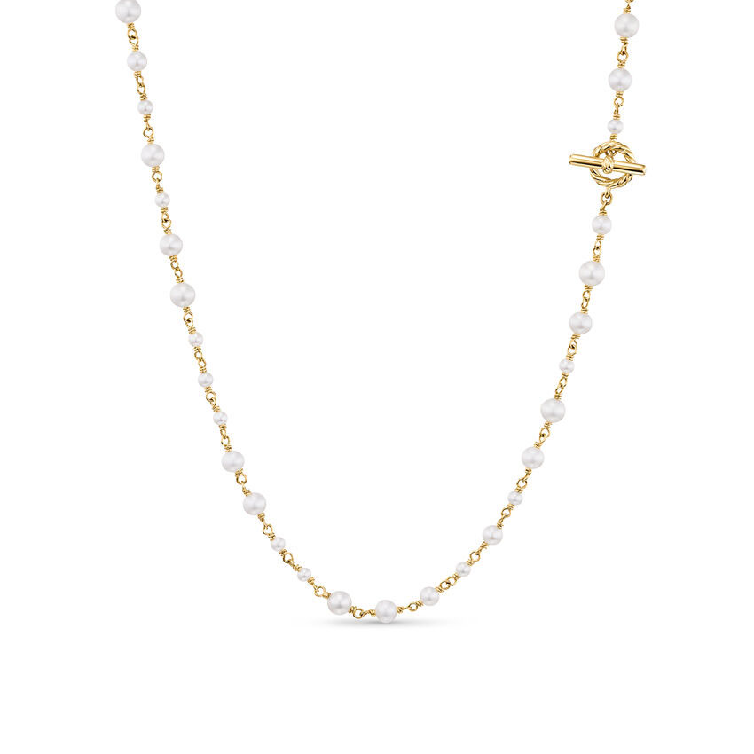 David Yurman  Pearl Classics Toggle Chain Necklace in 18K Yellow Gold  4.5mm - 16 Inches
