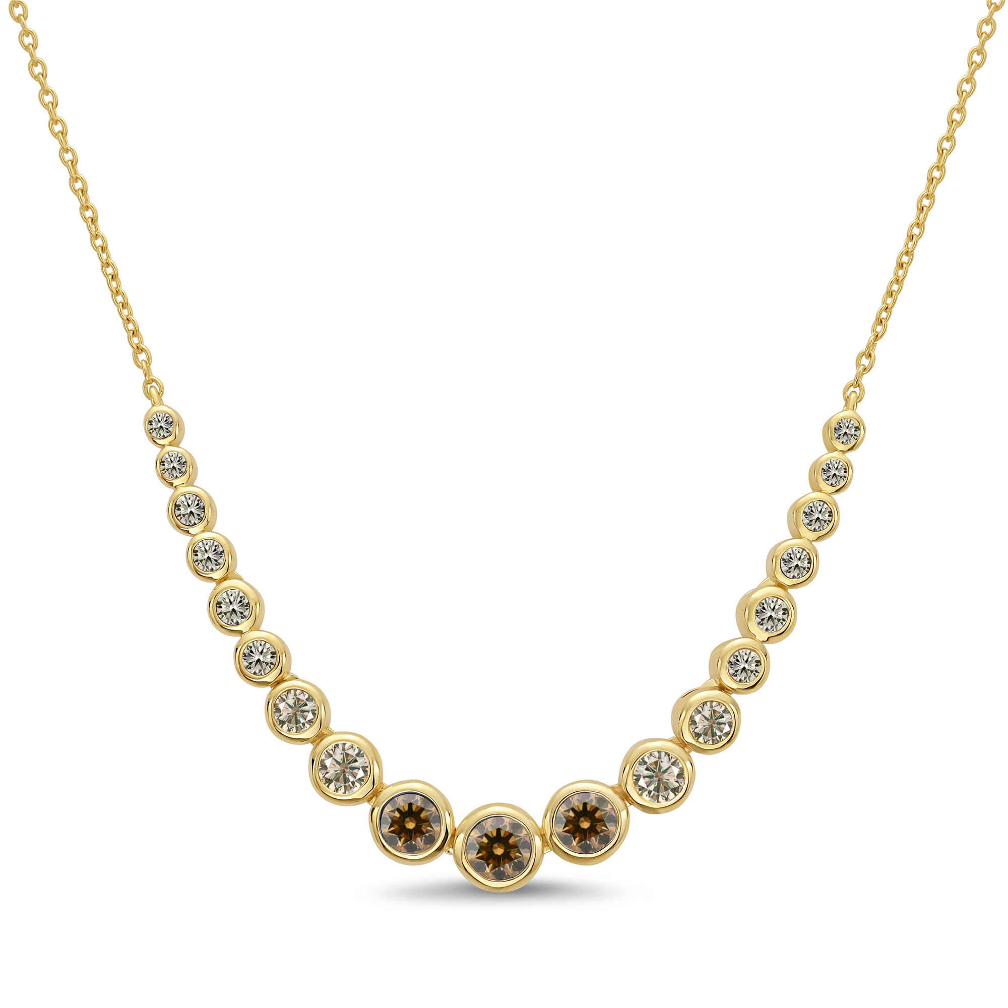 Desert Diamonds  1 1/2ctw 10k Yellow Gold Smile Necklace