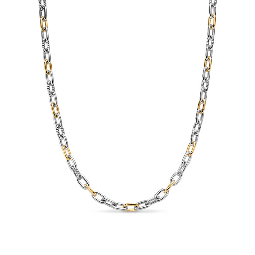 David Yurman Men's DY Madison Chain Necklace in Sterling Silver with 18K Yellow Gold 6mm - 22 Inches