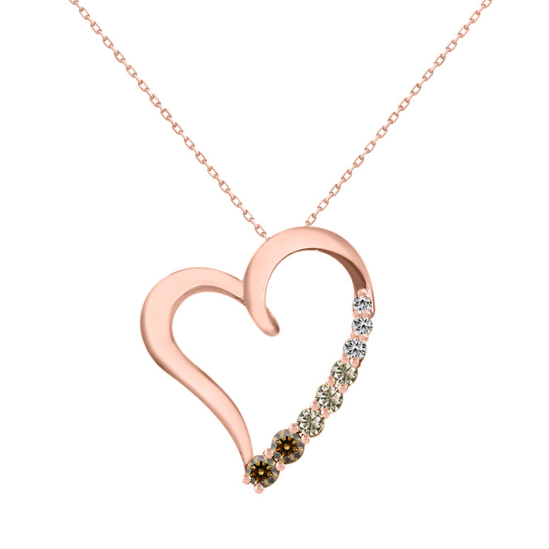 Desert Diamonds  1/4ctw 10k Rose Gold Heart Pendant Necklace