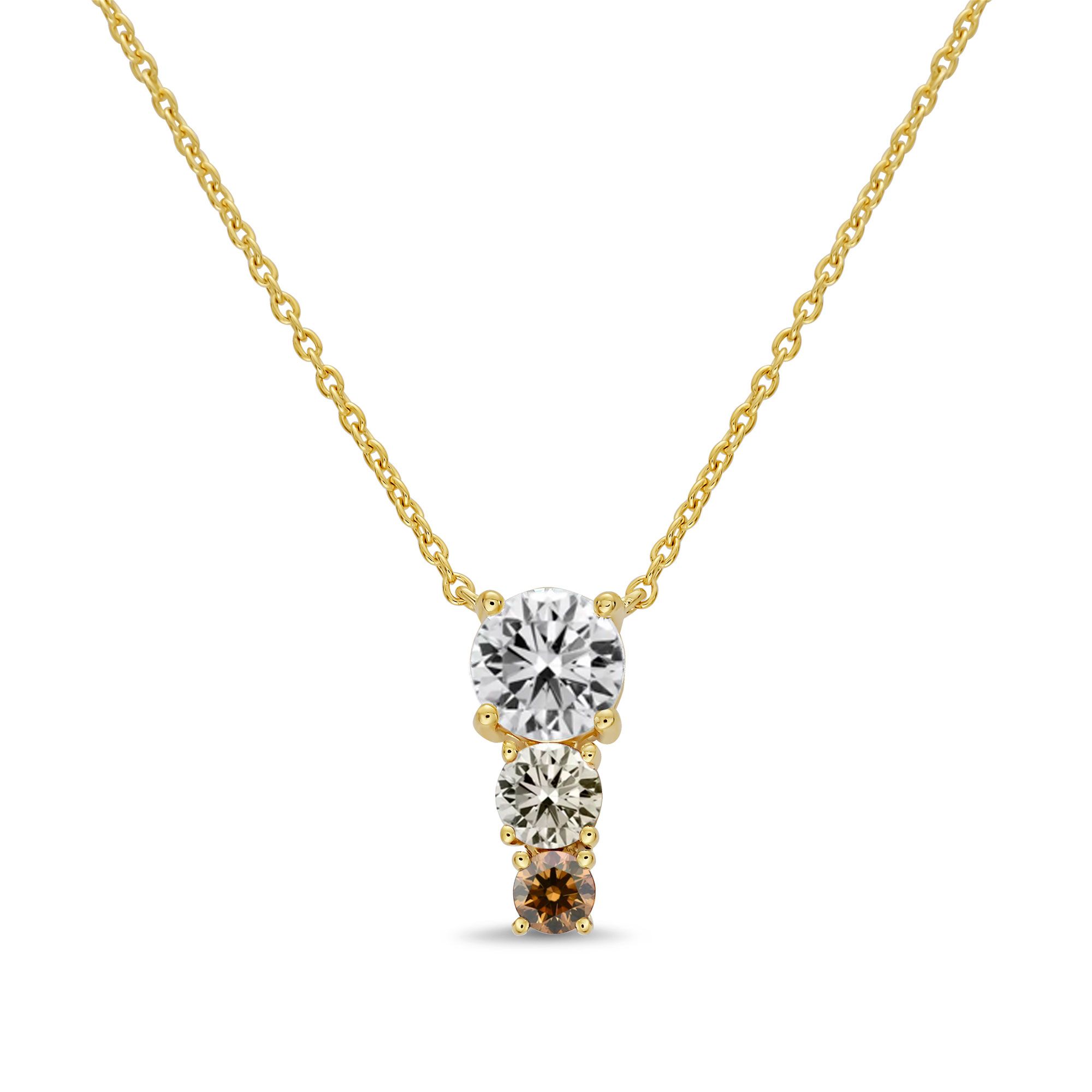 Desert Diamonds  3/4ctw 10k Yellow Gold Three-Stone Pendant Necklace