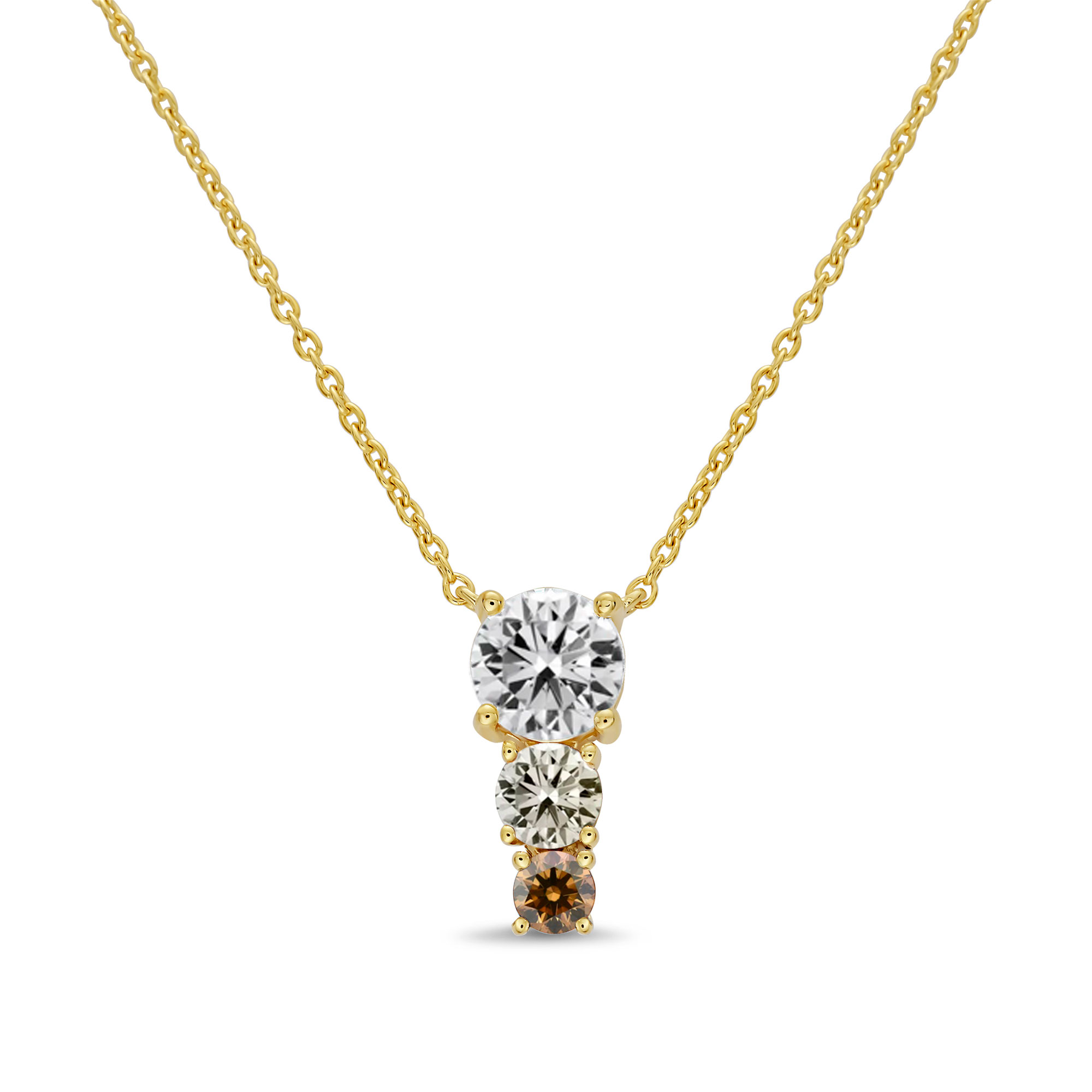 Desert Diamonds  3/4ctw 10k Yellow Gold Three-Stone Pendant Necklace