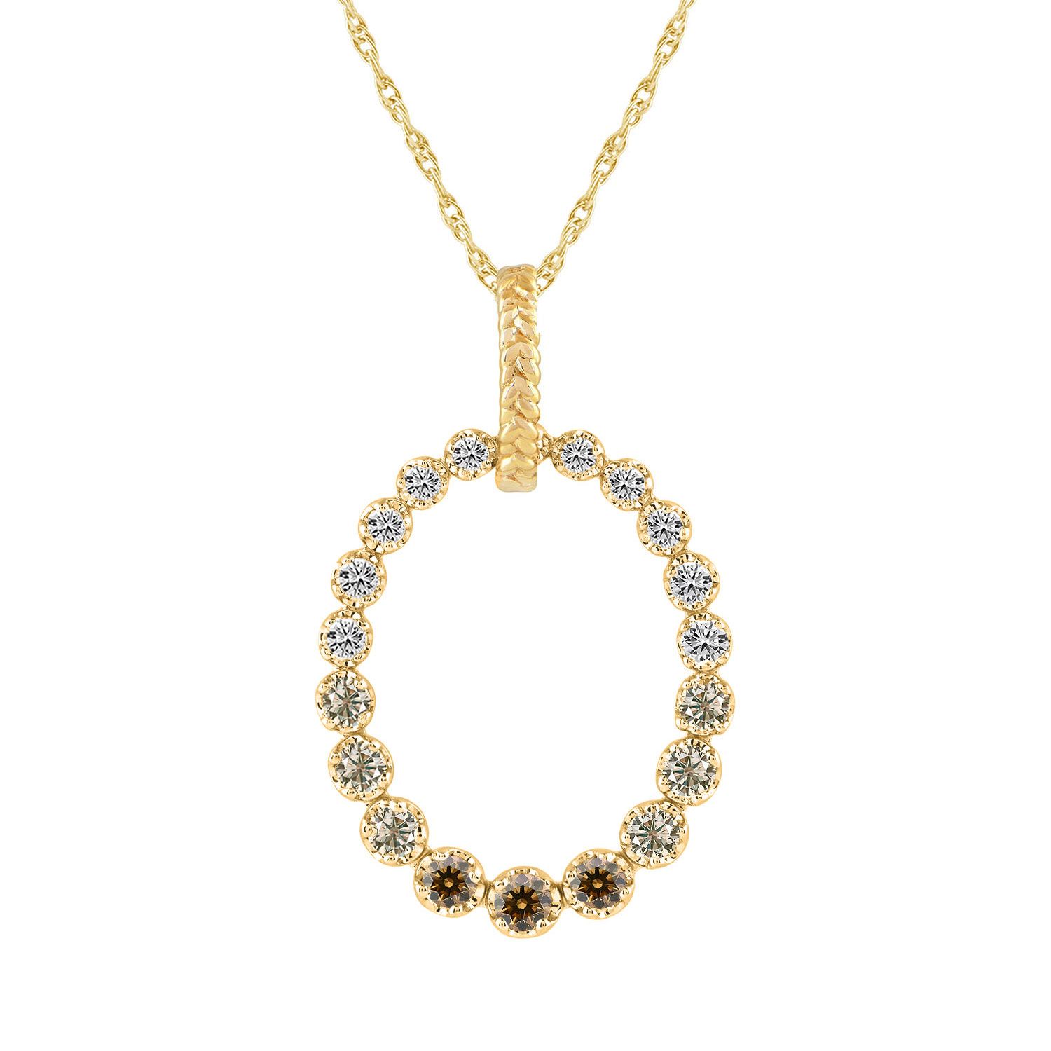 Desert Diamonds  1ctw 10k Yellow Gold Oval Pendant Necklace