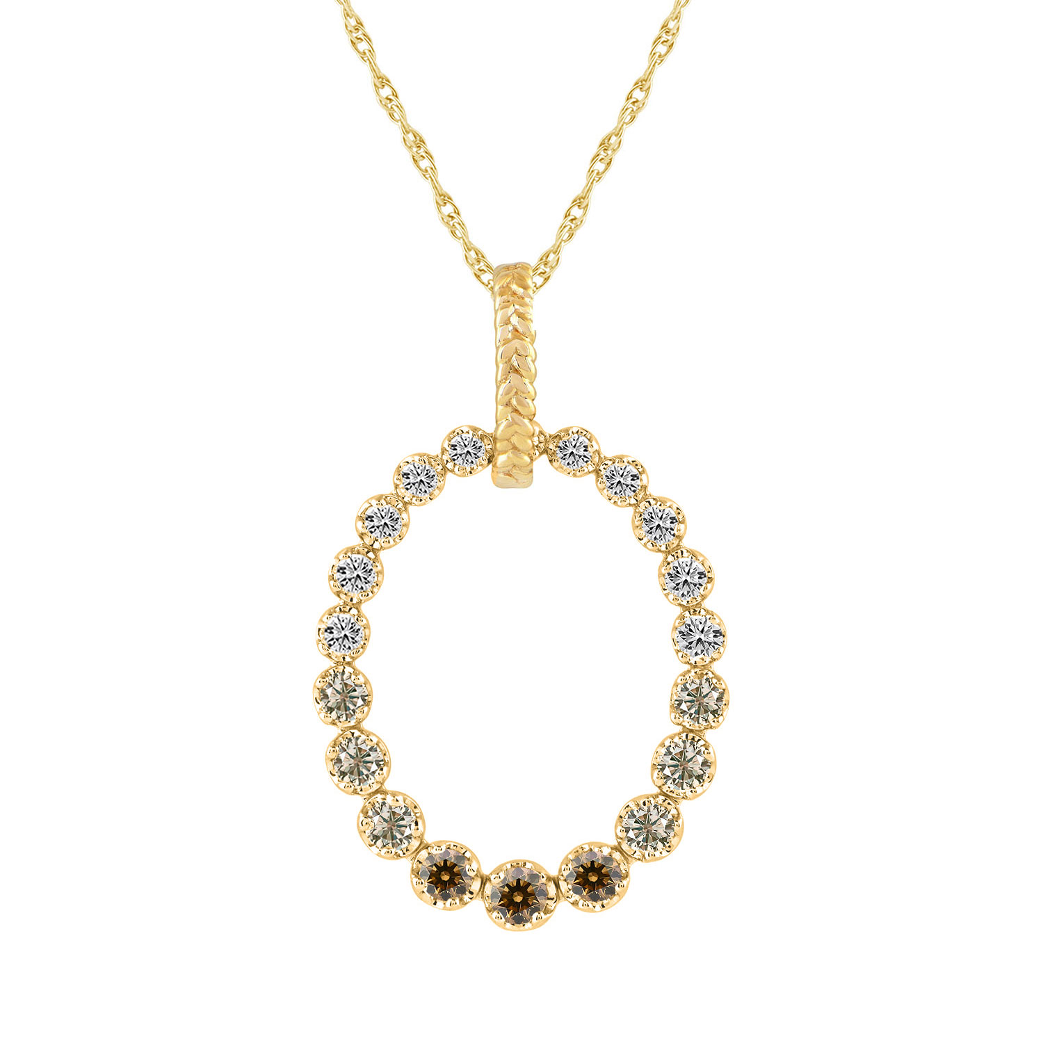Desert Diamonds  1ctw 10k Yellow Gold Oval Pendant Necklace