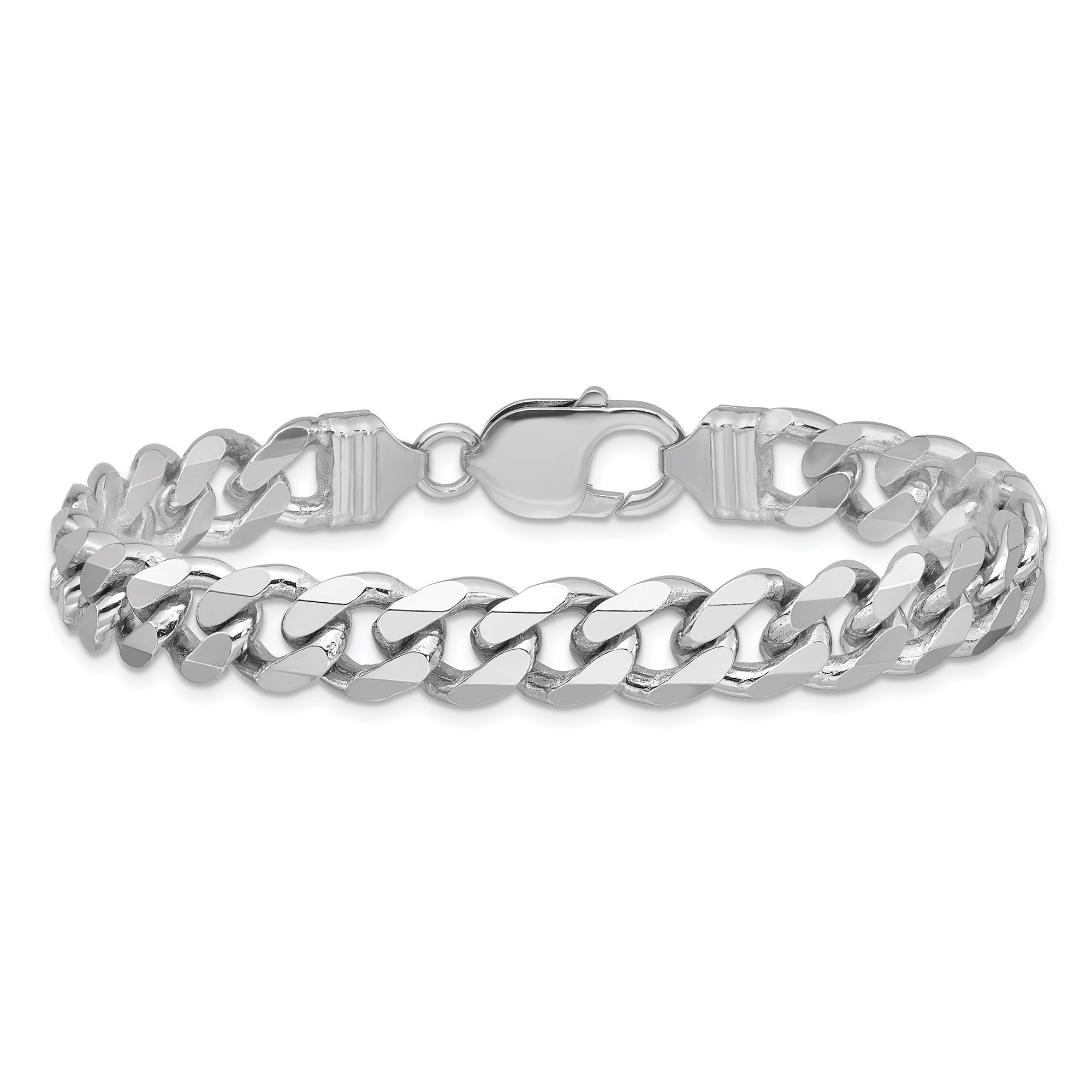 REEDS Sterling Silver 9.3mm Curb Chain Bracelet - 8 Inches