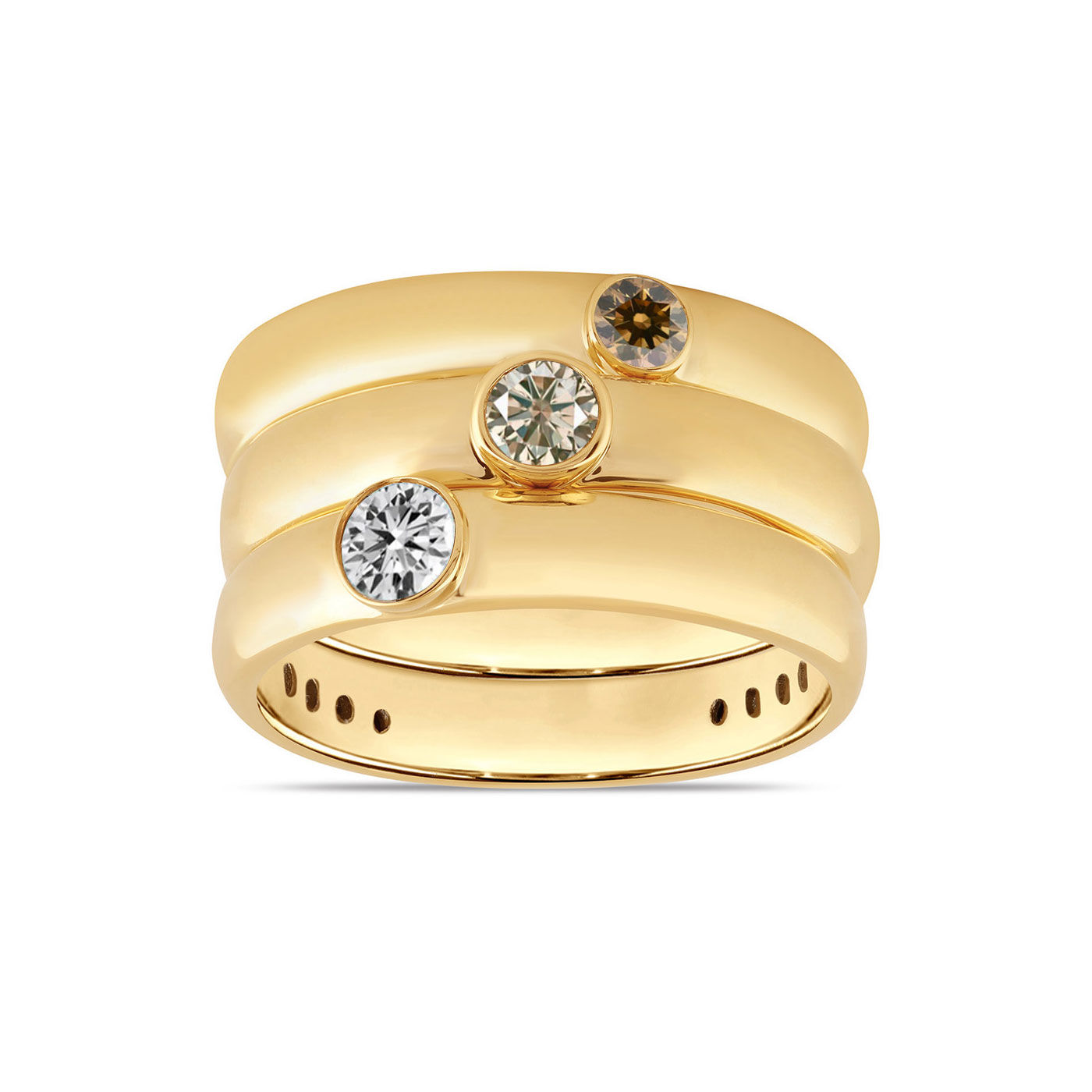 Desert Diamonds Women's  1/2ctw 10k Yellow Gold Three-Stone Ring - Size 6