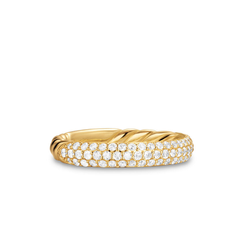 David Yurman Women's  DY Mercer Pave Band Ring in 18K Yellow Gold with Diamonds  3.7mm - Size 7