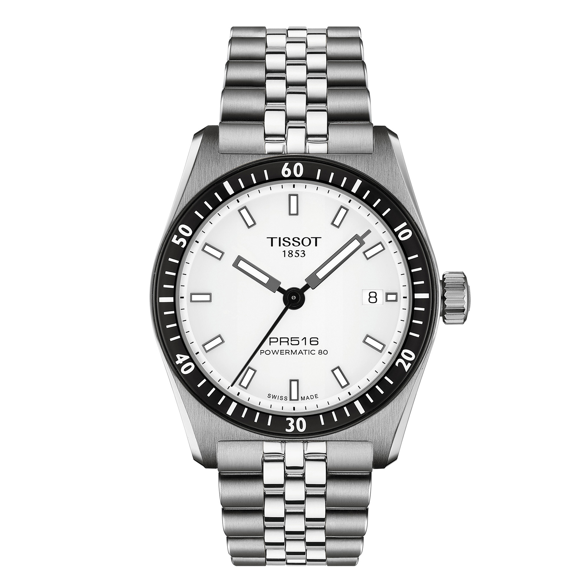 Tissot  PR516 Automatic White Dial Stainless Steel Watch 38mm - T1494071103100