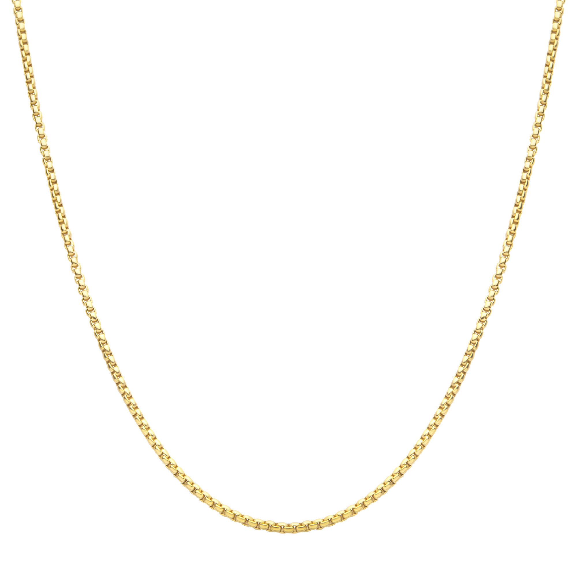 Inox  Gold Ion-Plated Titanium 3mm Box Chain Necklace - 22 Inches